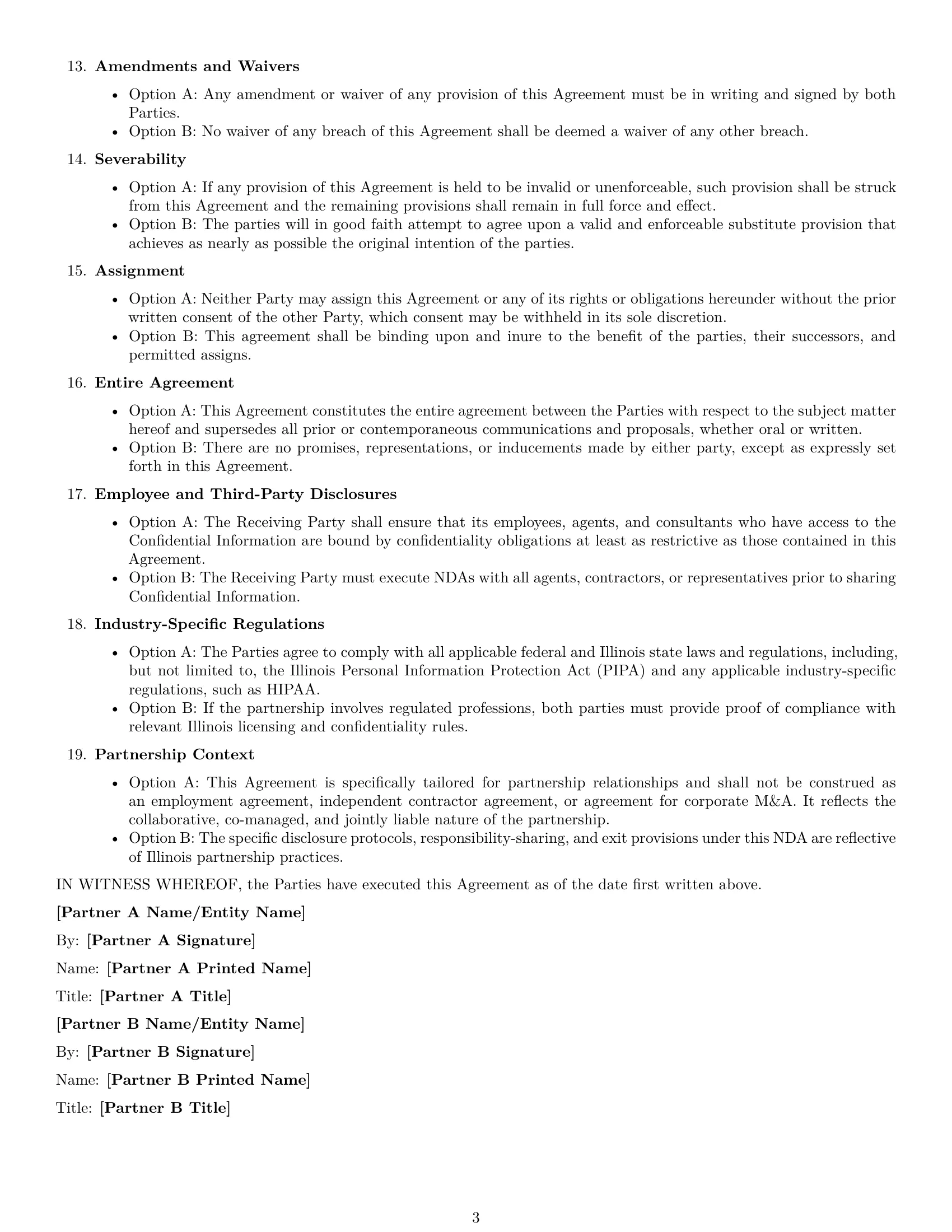 Preview page 3 of Free Illinois partnership nda template