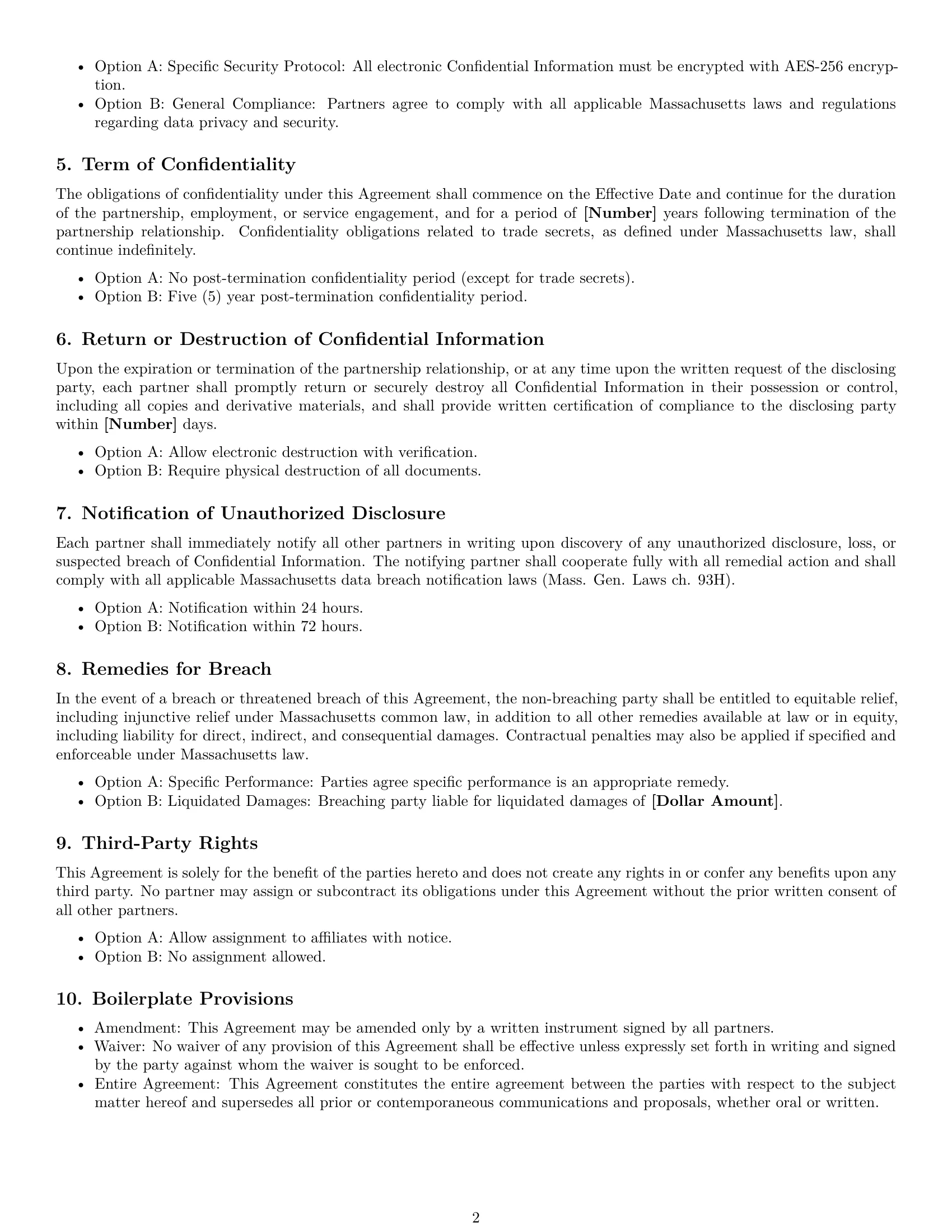Preview page 2 of Free Massachusetts partnership nda template