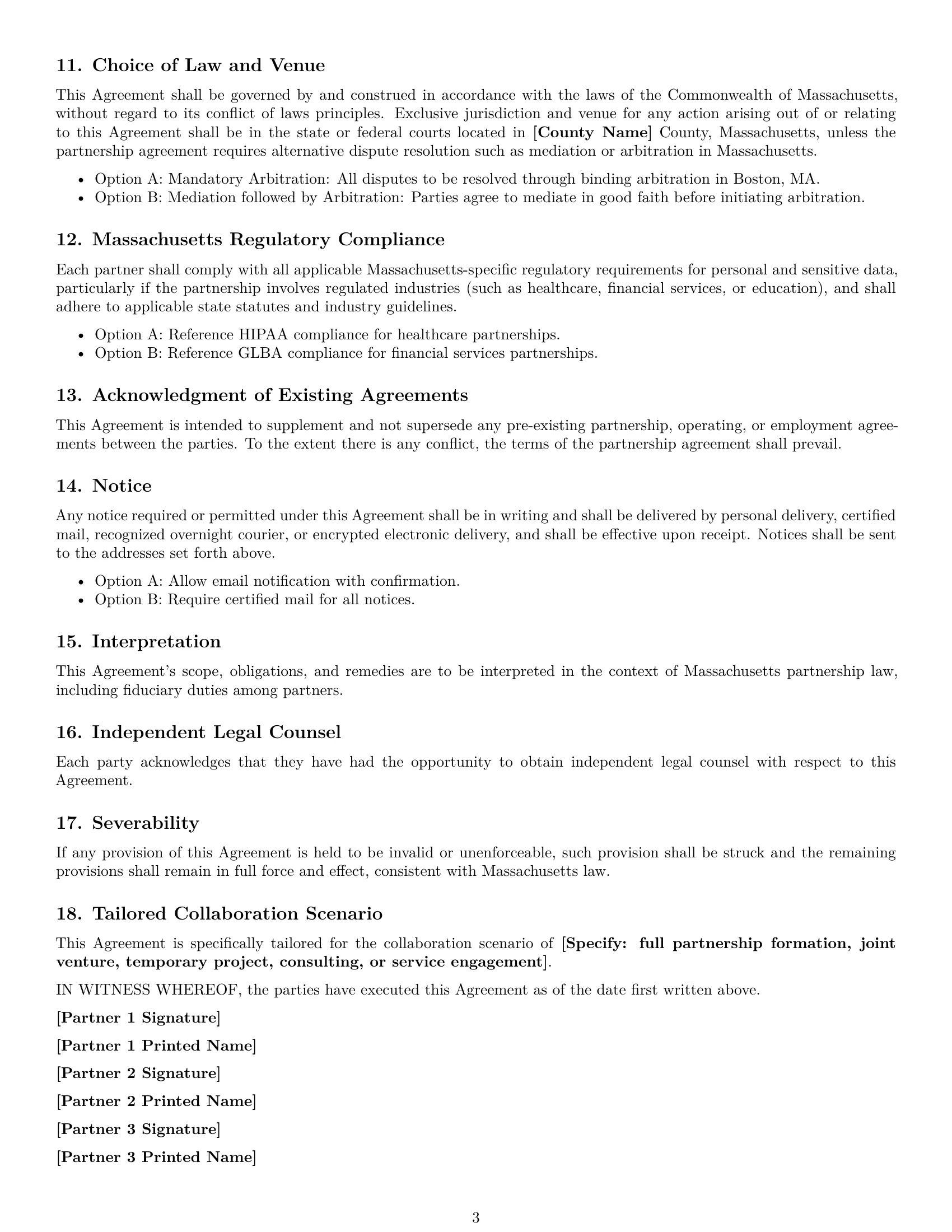 Preview page 3 of Free Massachusetts partnership nda template