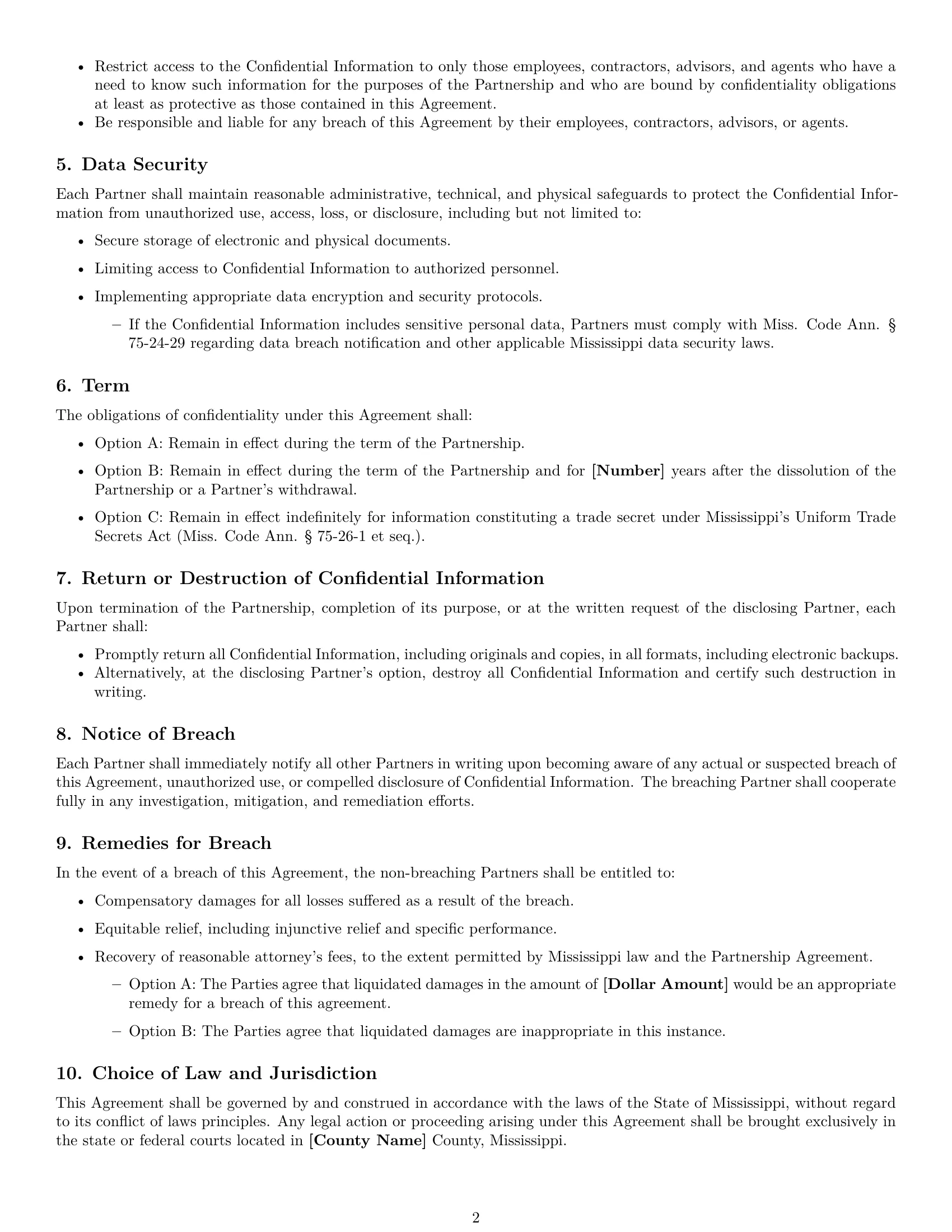 Preview page 2 of Free Mississippi partnership nda template