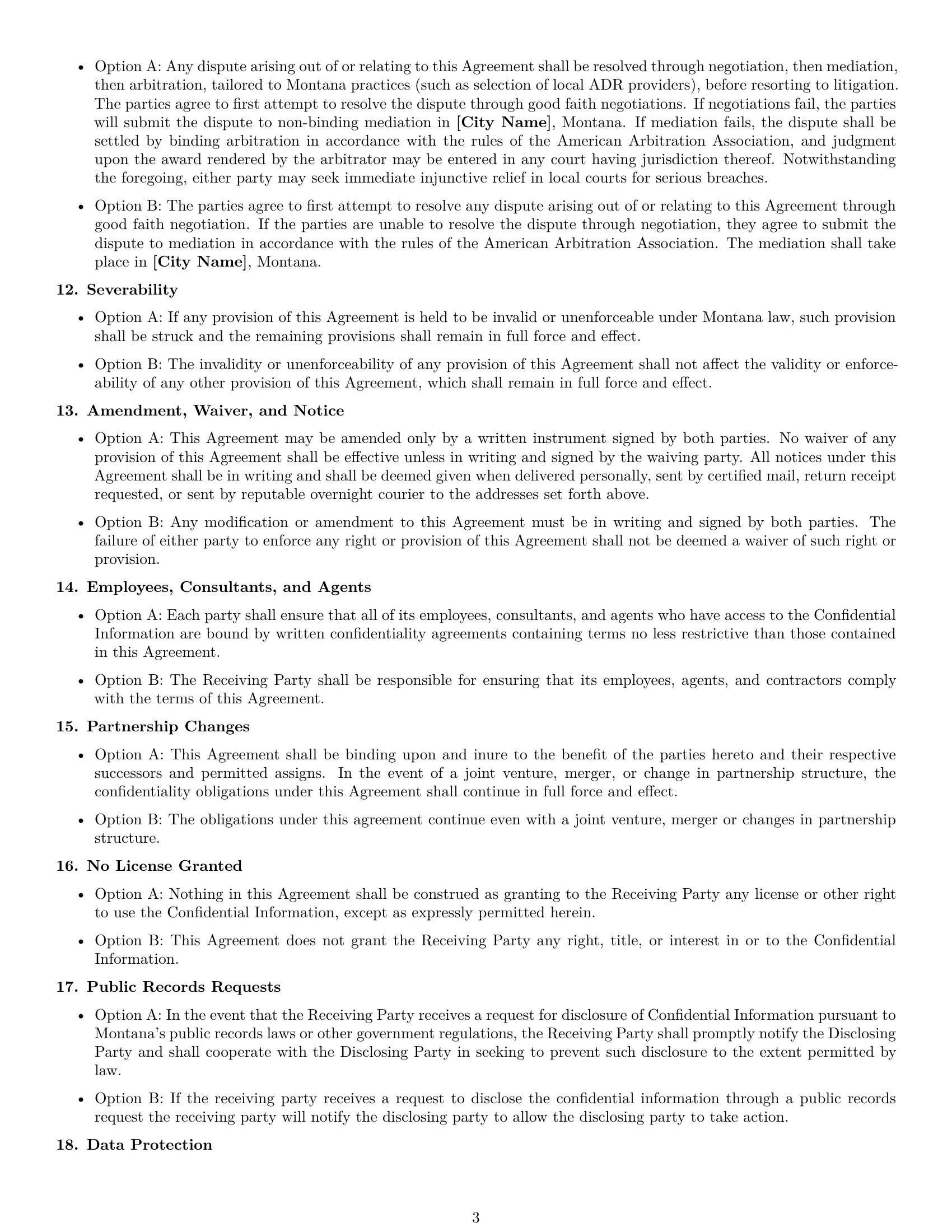 Preview page 3 of Free Montana partnership nda template