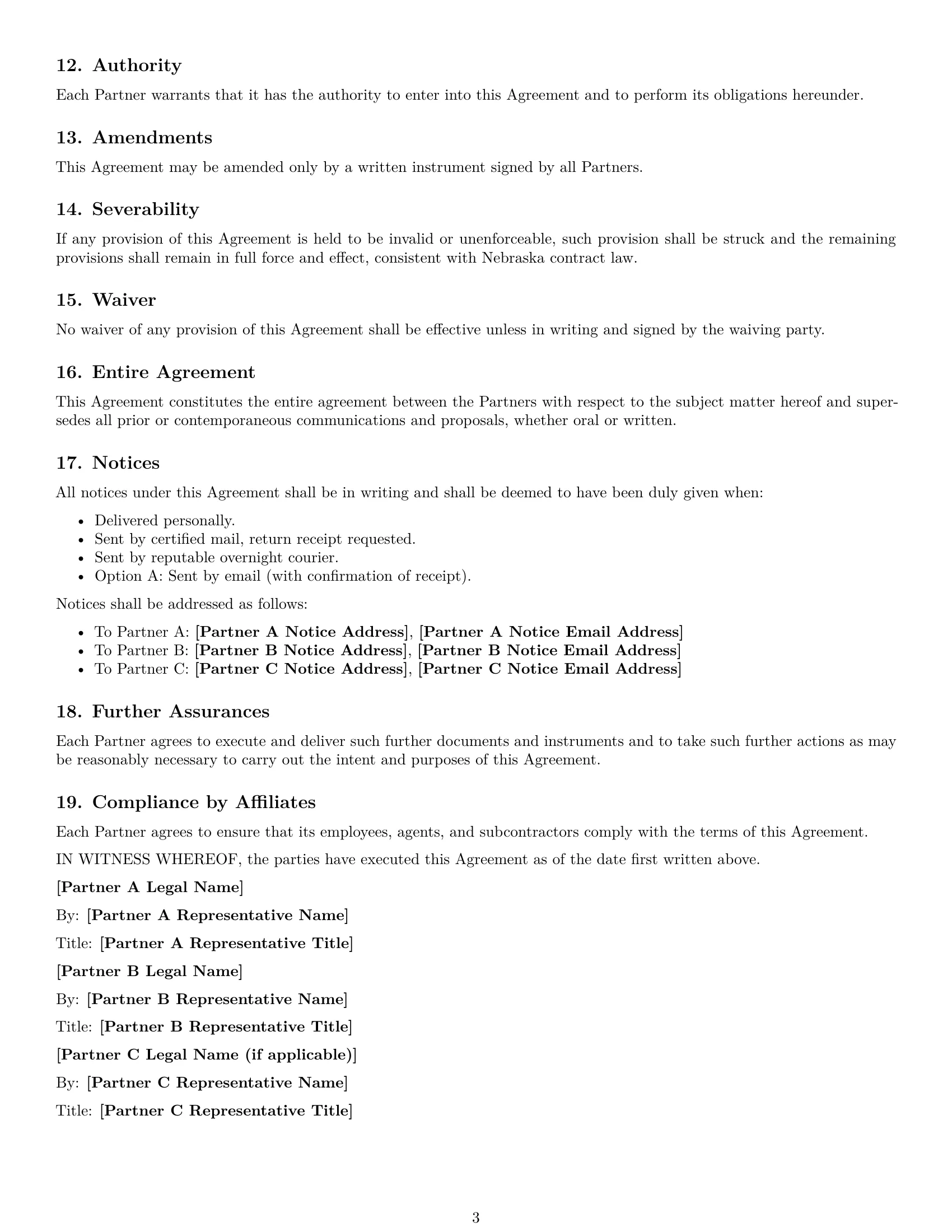 Preview page 3 of Free Nebraska partnership nda template