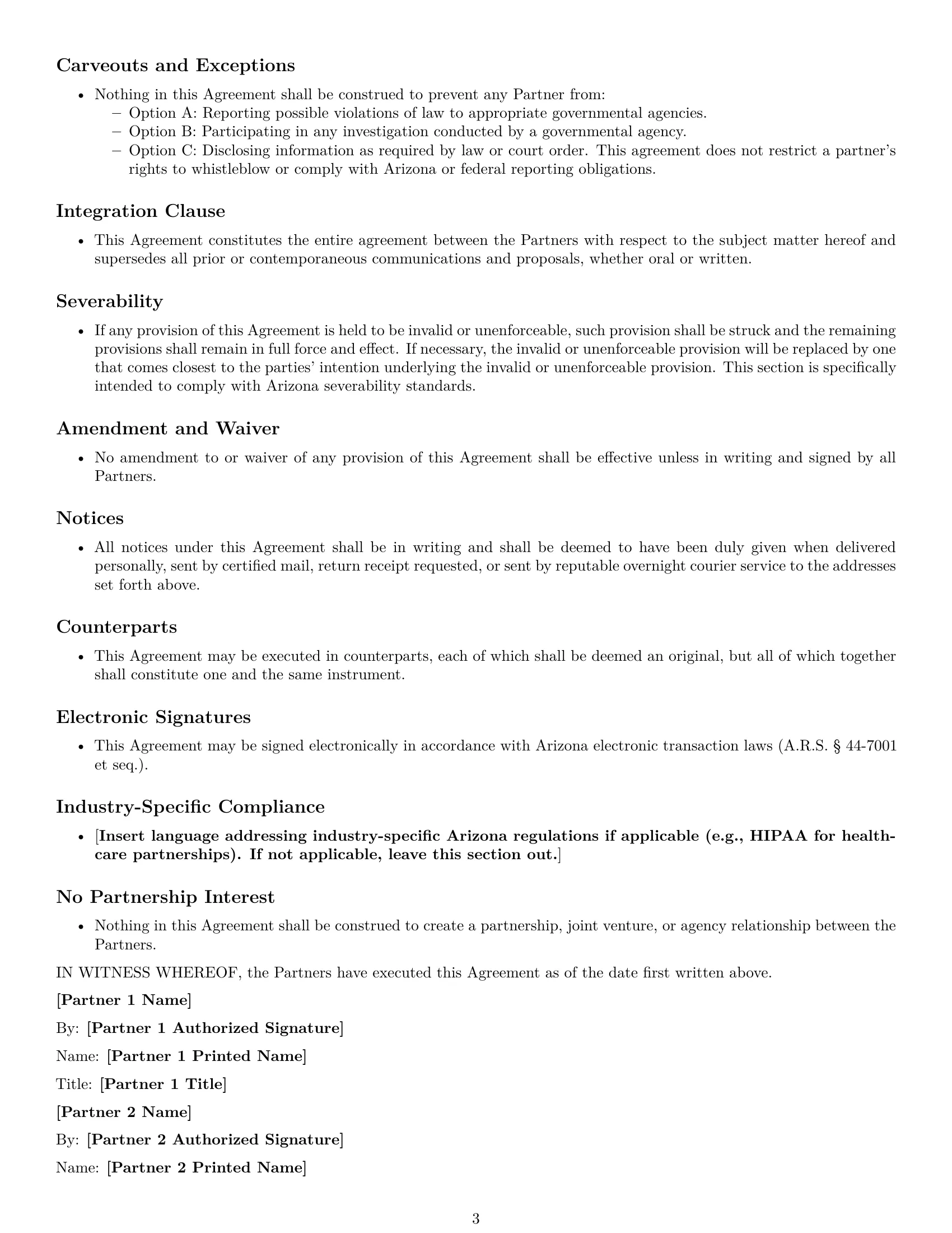 Preview page 3 of Free Arizona partnership nda template
