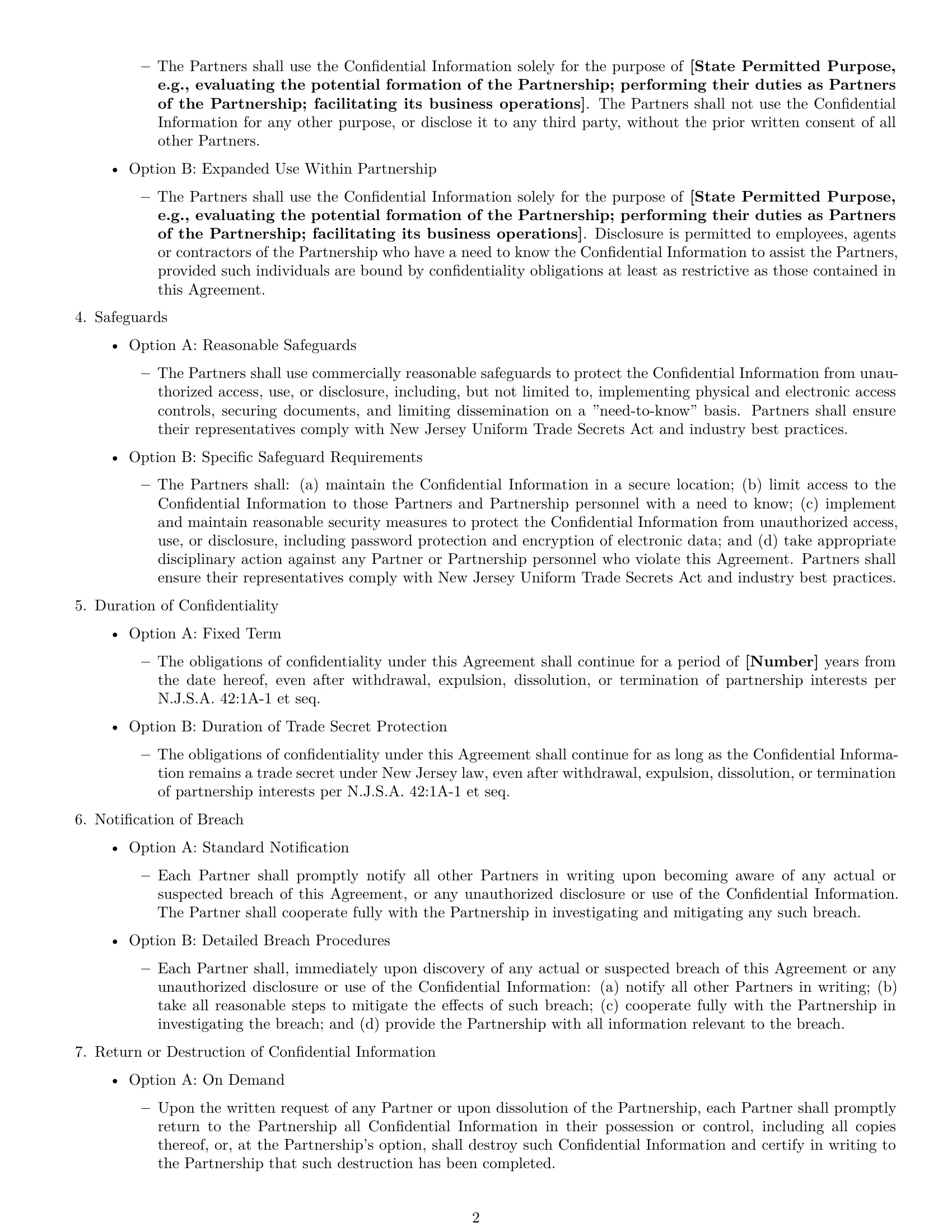 Preview page 2 of Free New Jersey partnership nda template