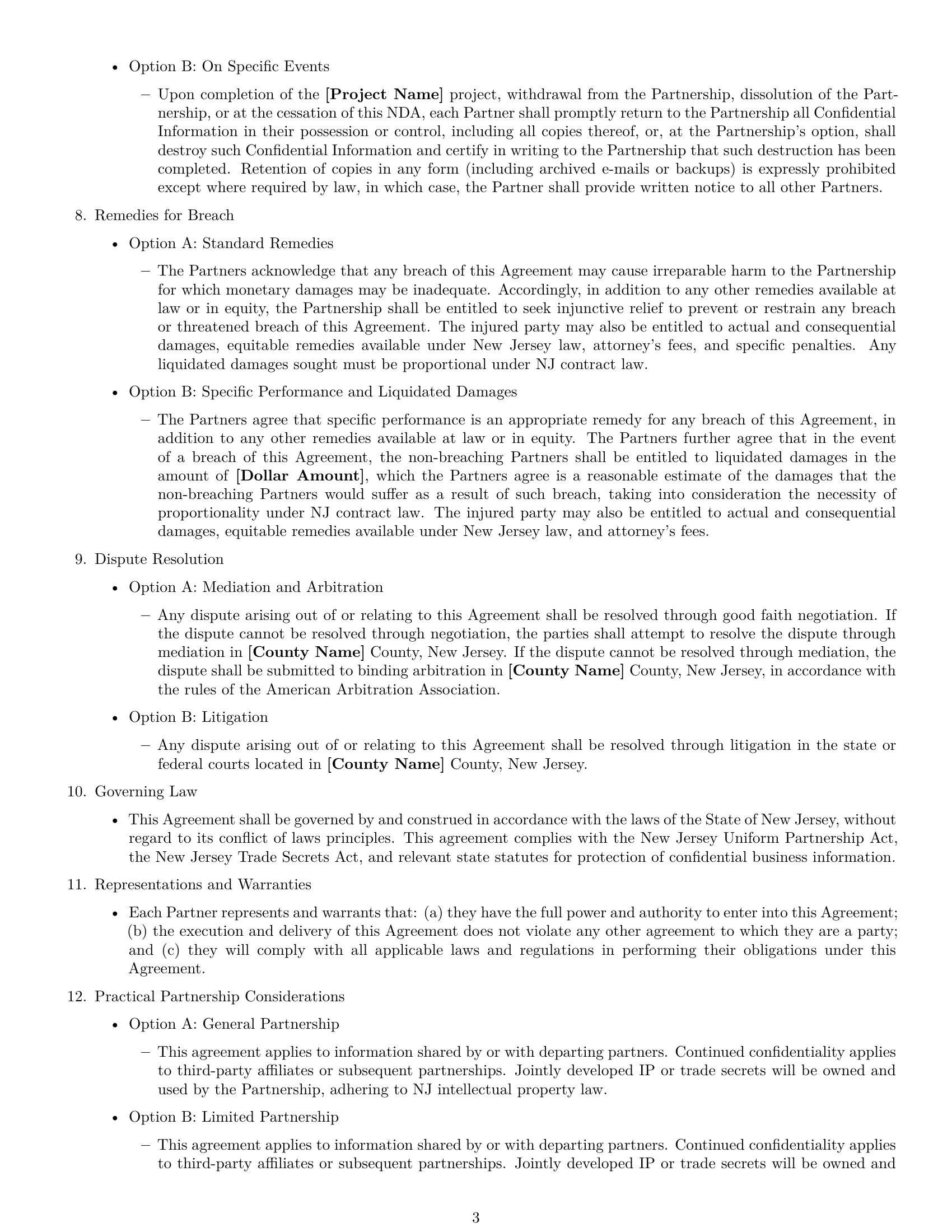 Preview page 3 of Free New Jersey partnership nda template