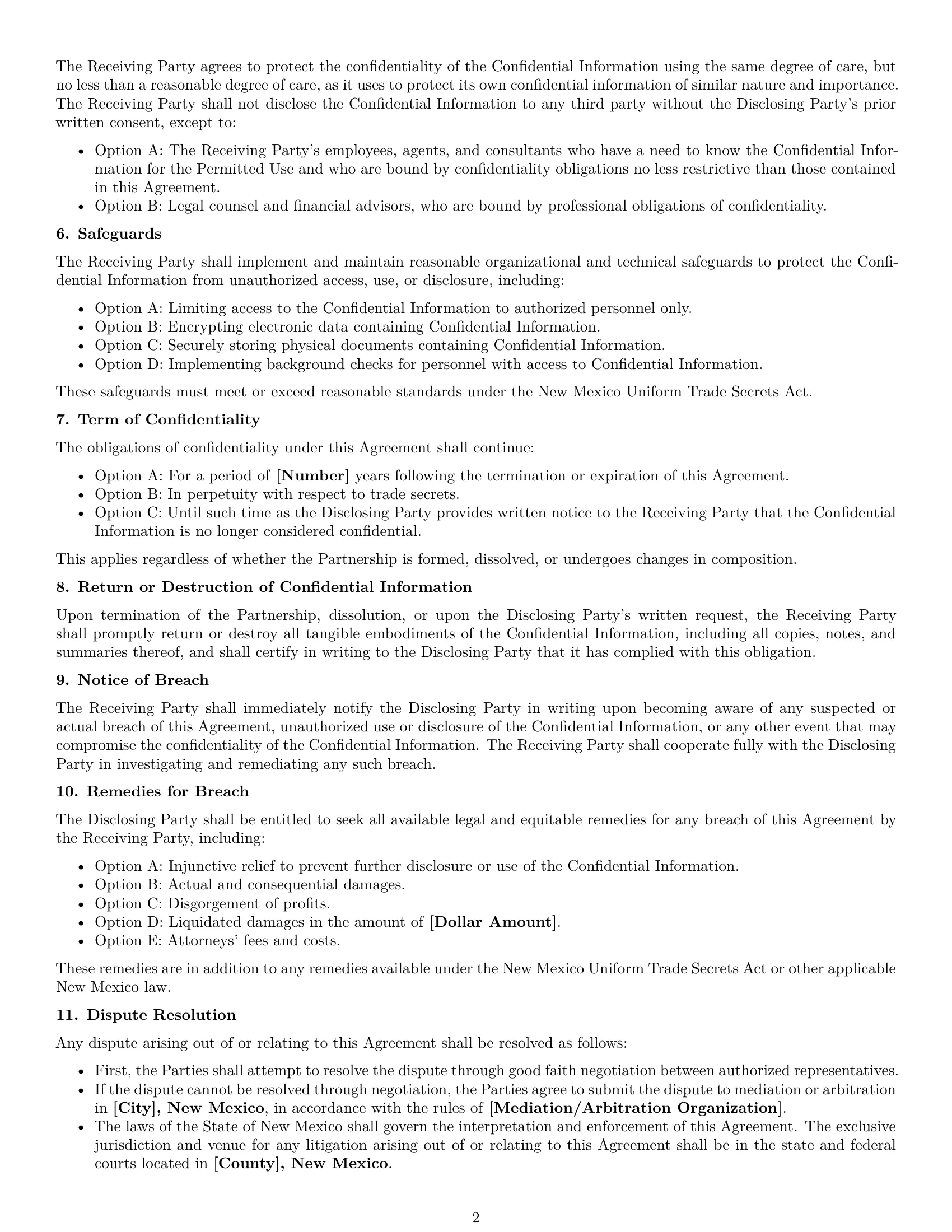 Preview page 2 of Free New Mexico partnership nda template