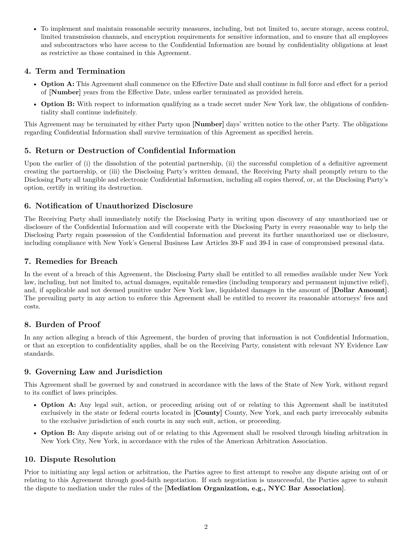 Preview page 2 of Free New York partnership nda template