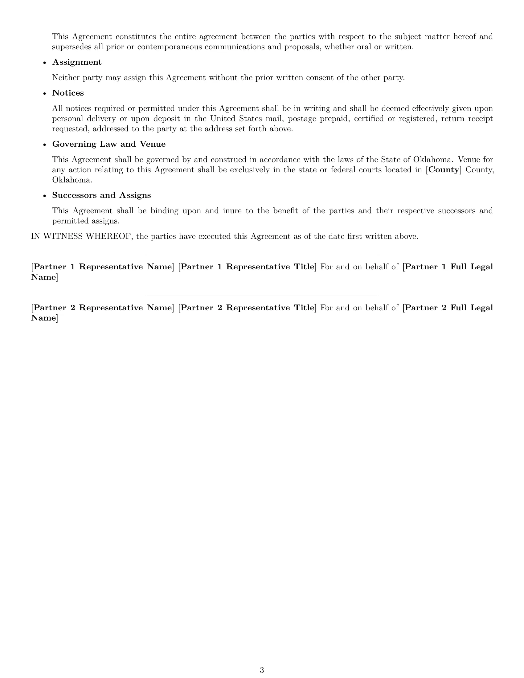 Preview page 3 of Free Oklahoma partnership nda template