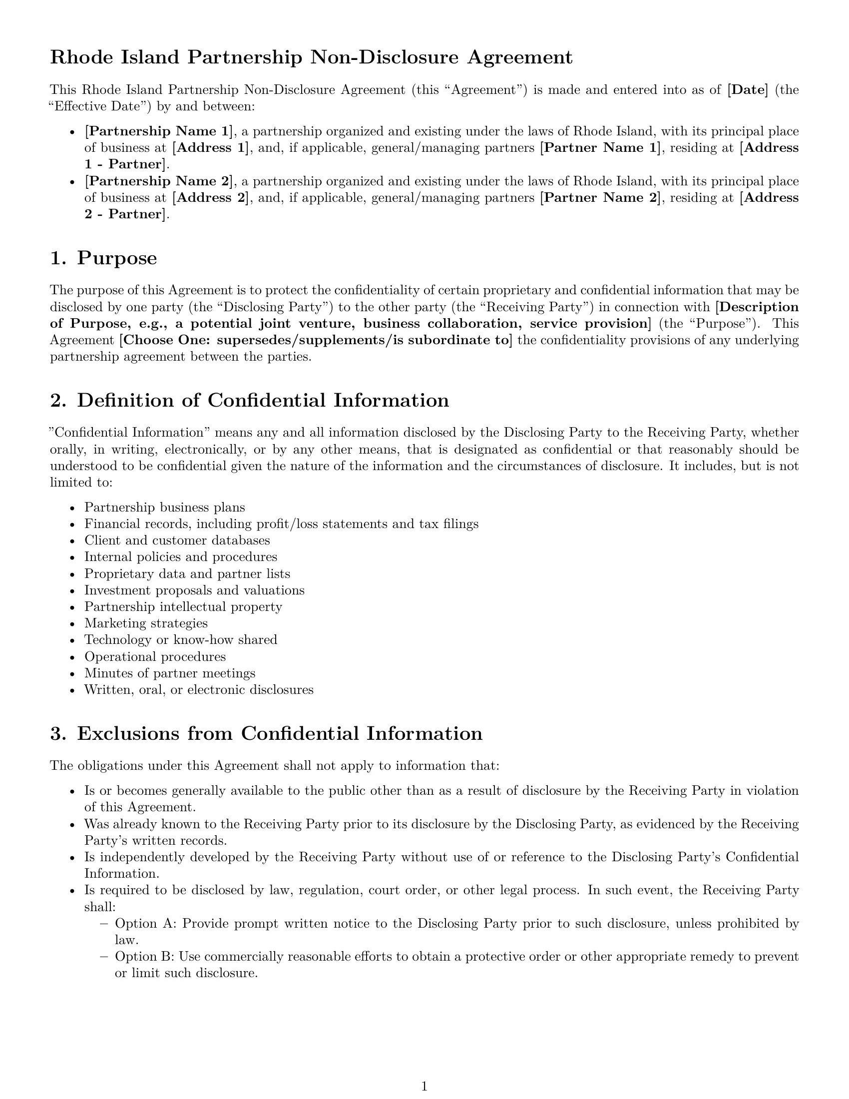 Preview page 1 of Free Rhode Island partnership nda template