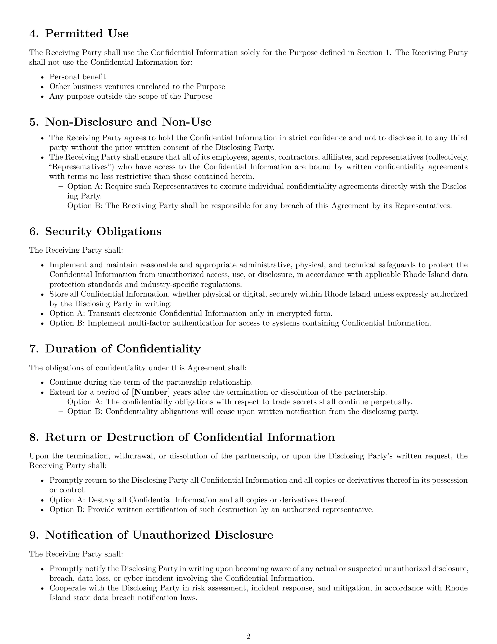 Preview page 2 of Free Rhode Island partnership nda template