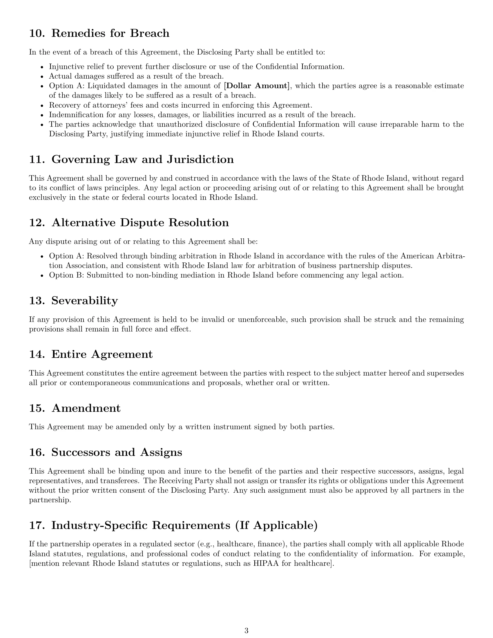 Preview page 3 of Free Rhode Island partnership nda template