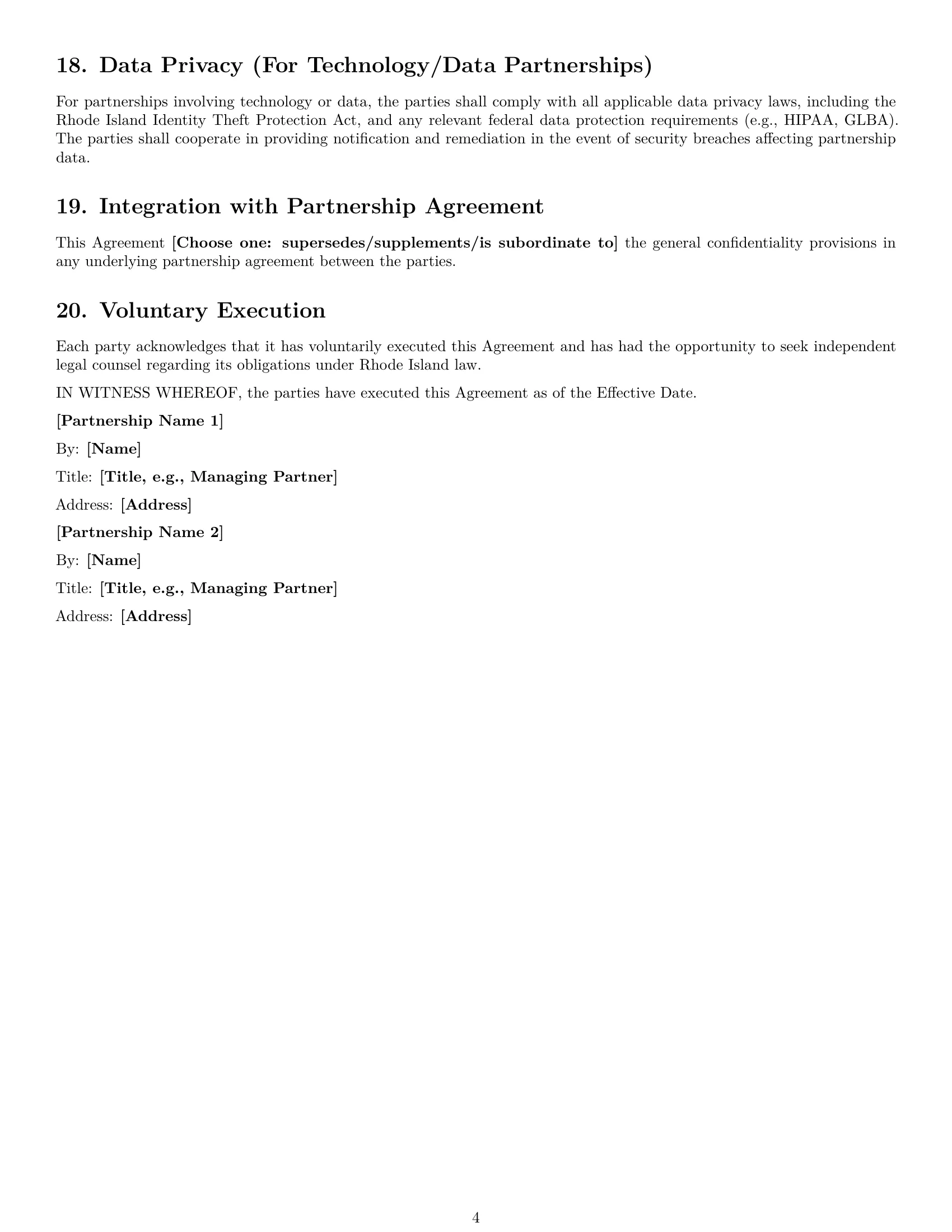 Preview page 4 of Free Rhode Island partnership nda template