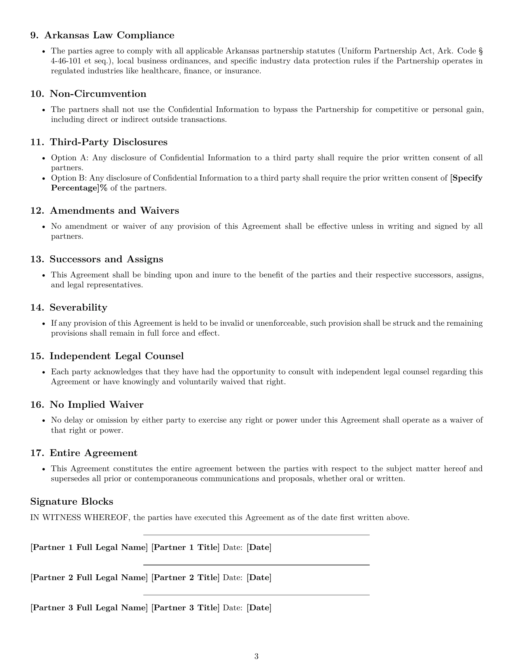 Preview page 3 of Free Arkansas partnership nda template
