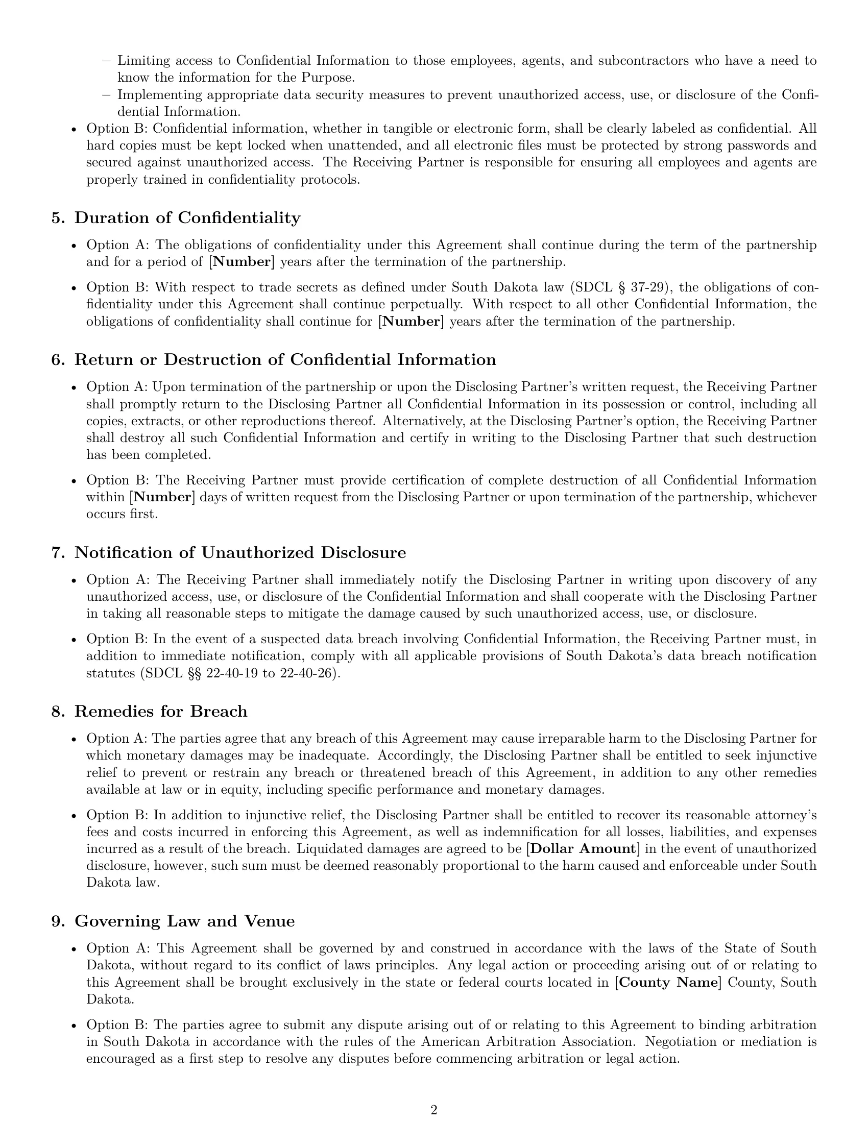 Preview page 2 of Free South Dakota partnership nda template