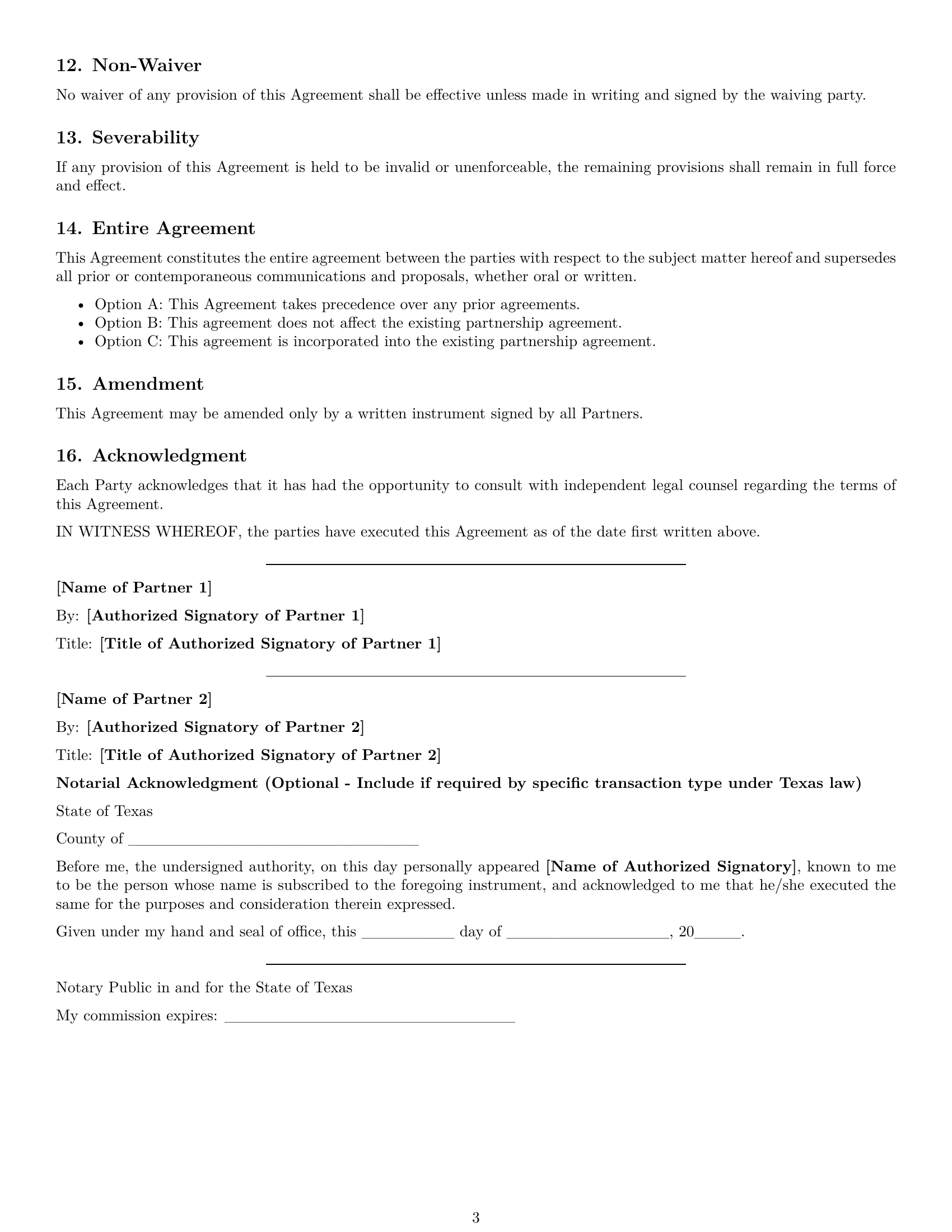 Preview page 3 of Free Texas partnership nda template