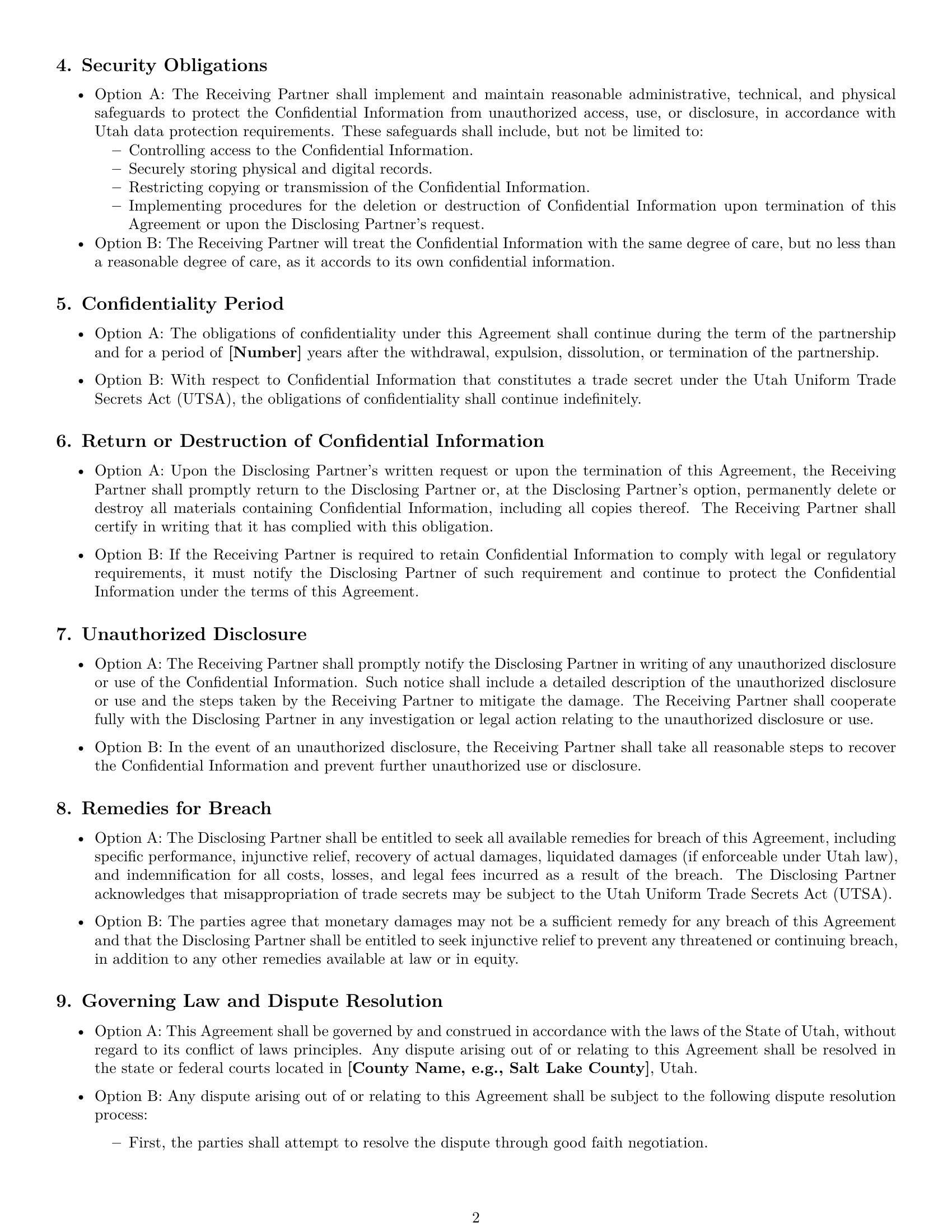 Preview page 2 of Free Utah partnership nda template