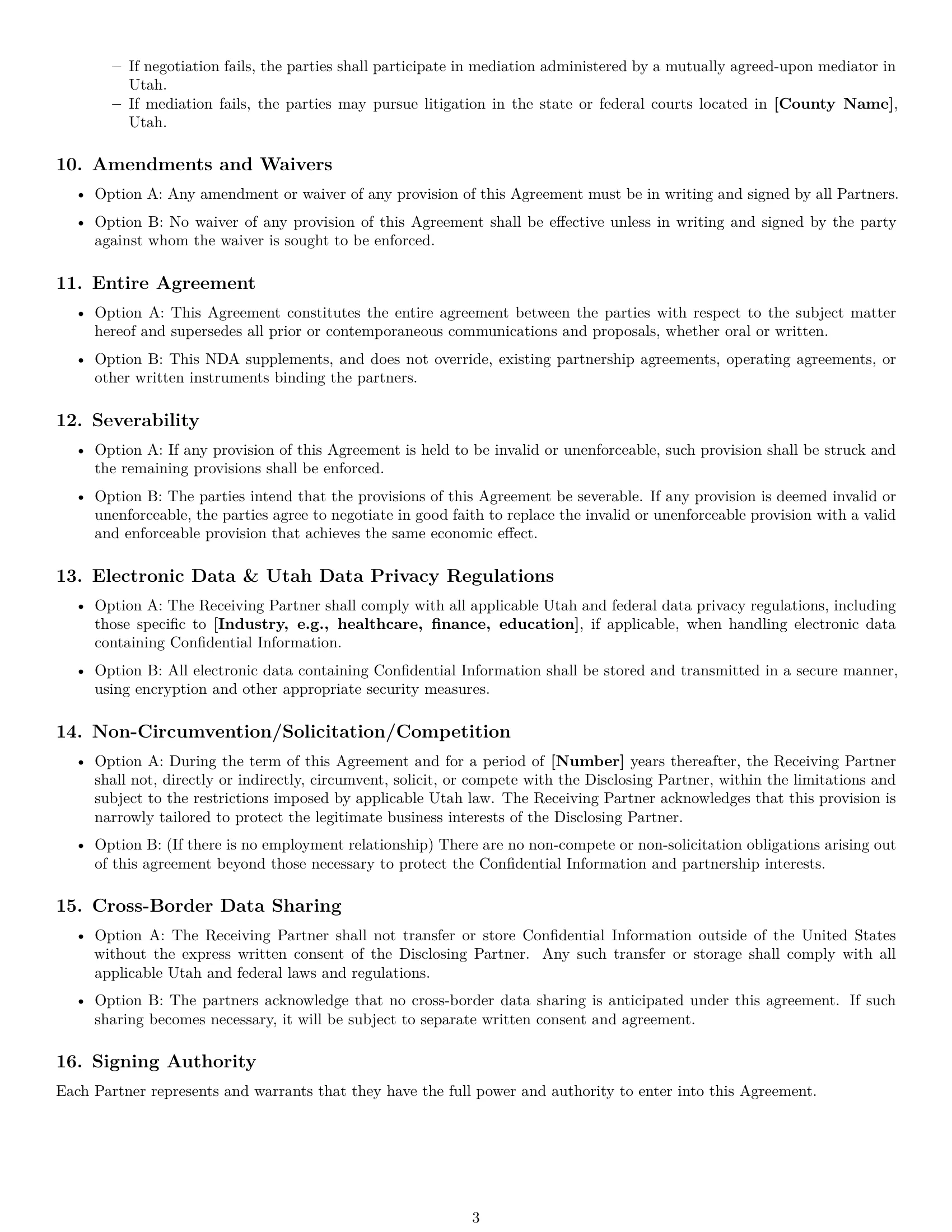 Preview page 3 of Free Utah partnership nda template