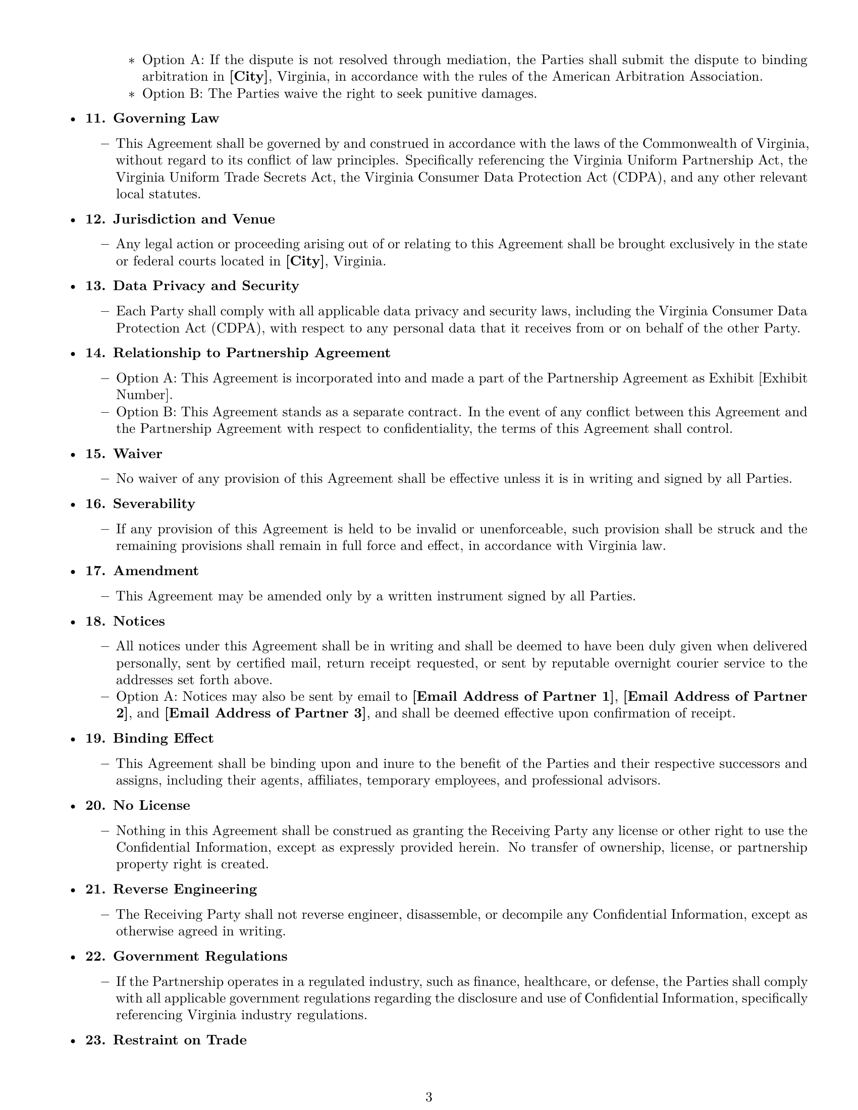 Preview page 3 of Free Virginia partnership nda template