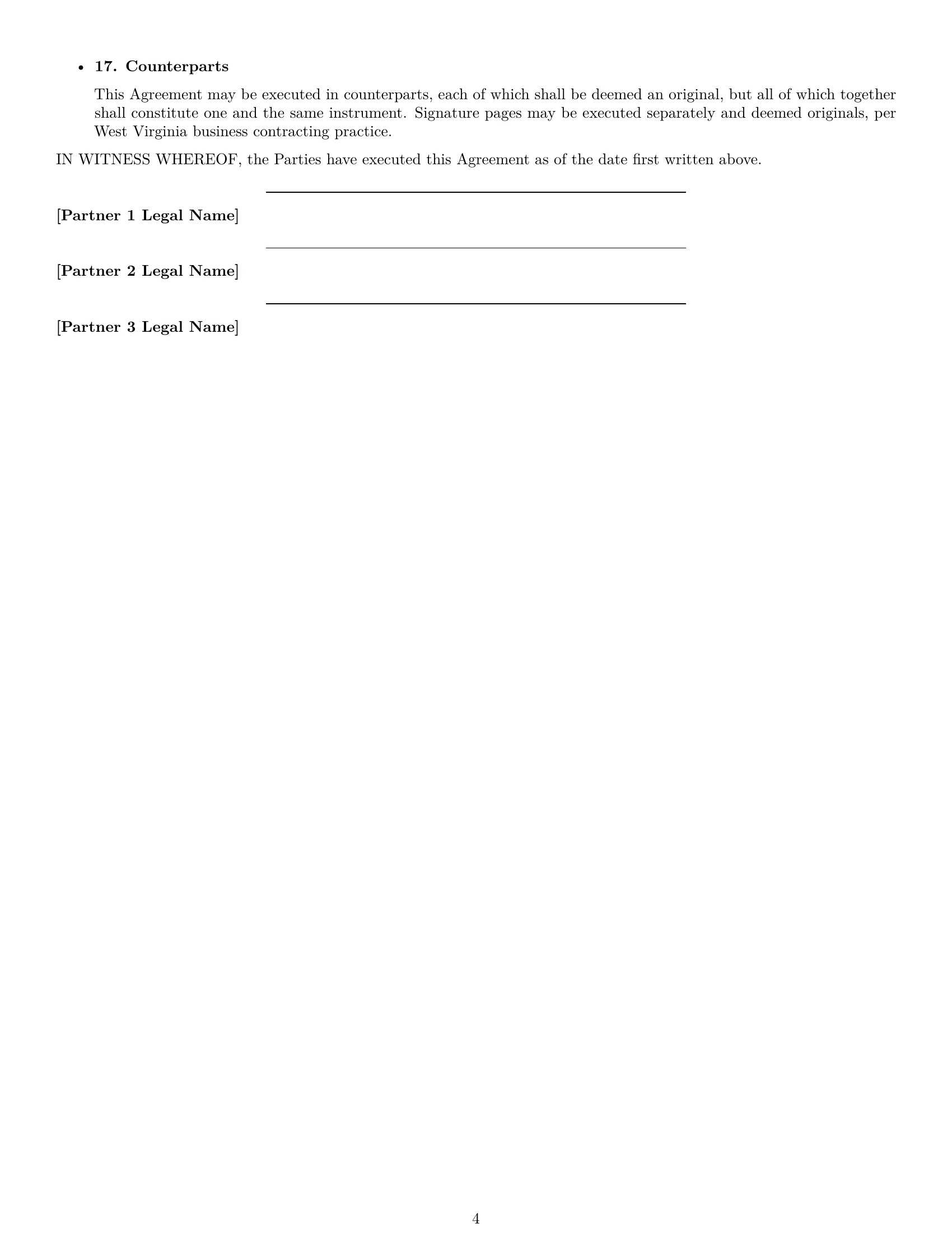 Preview page 4 of Free West Virginia partnership nda template