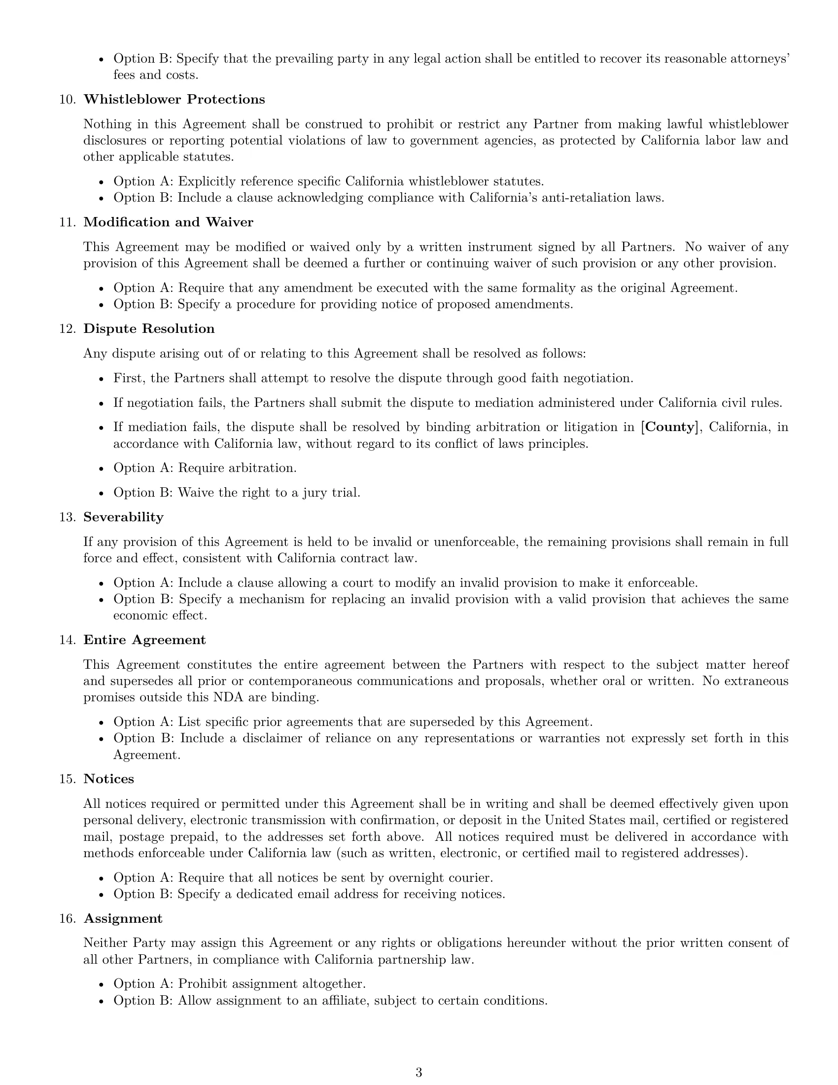 Preview page 3 of Free California partnership nda template