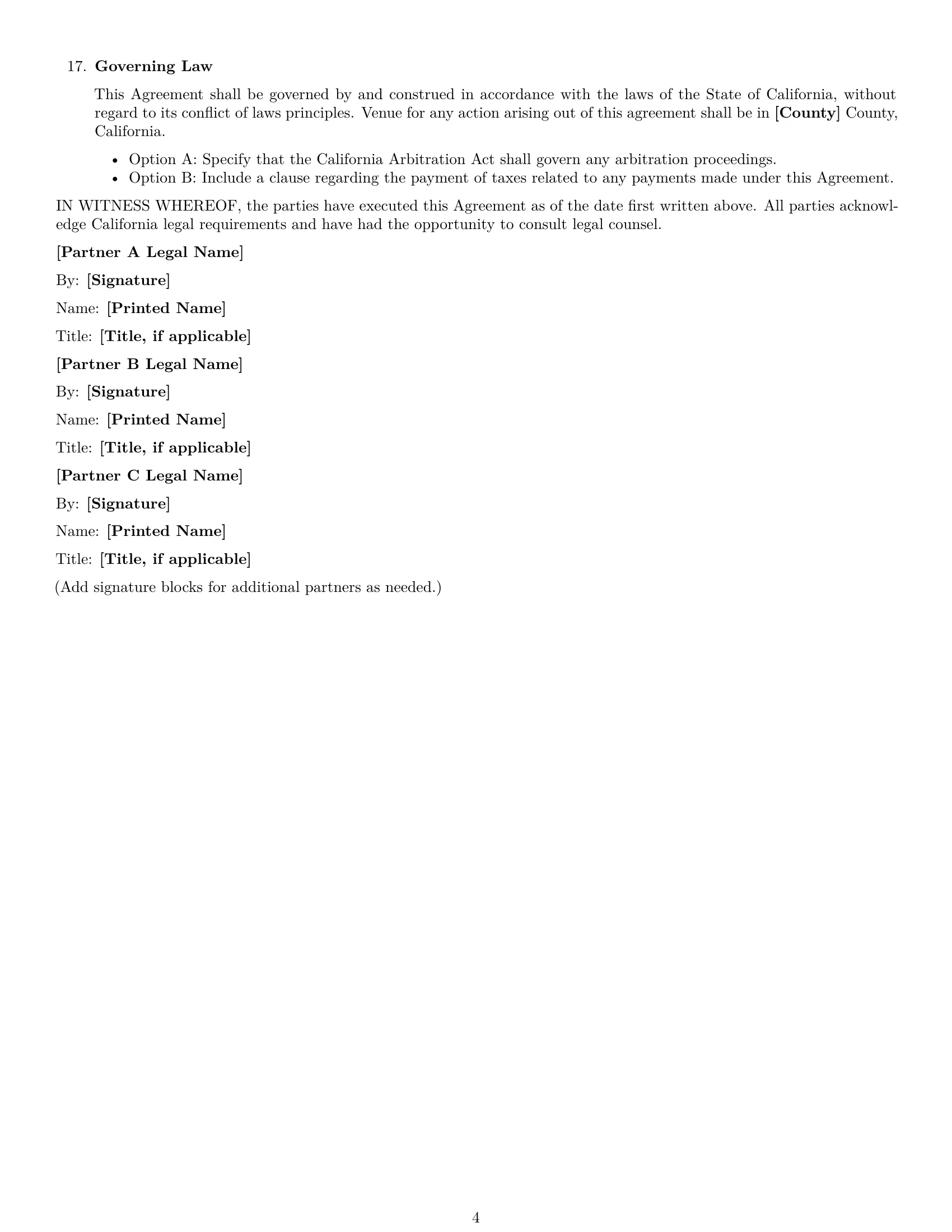 Preview page 4 of Free California partnership nda template