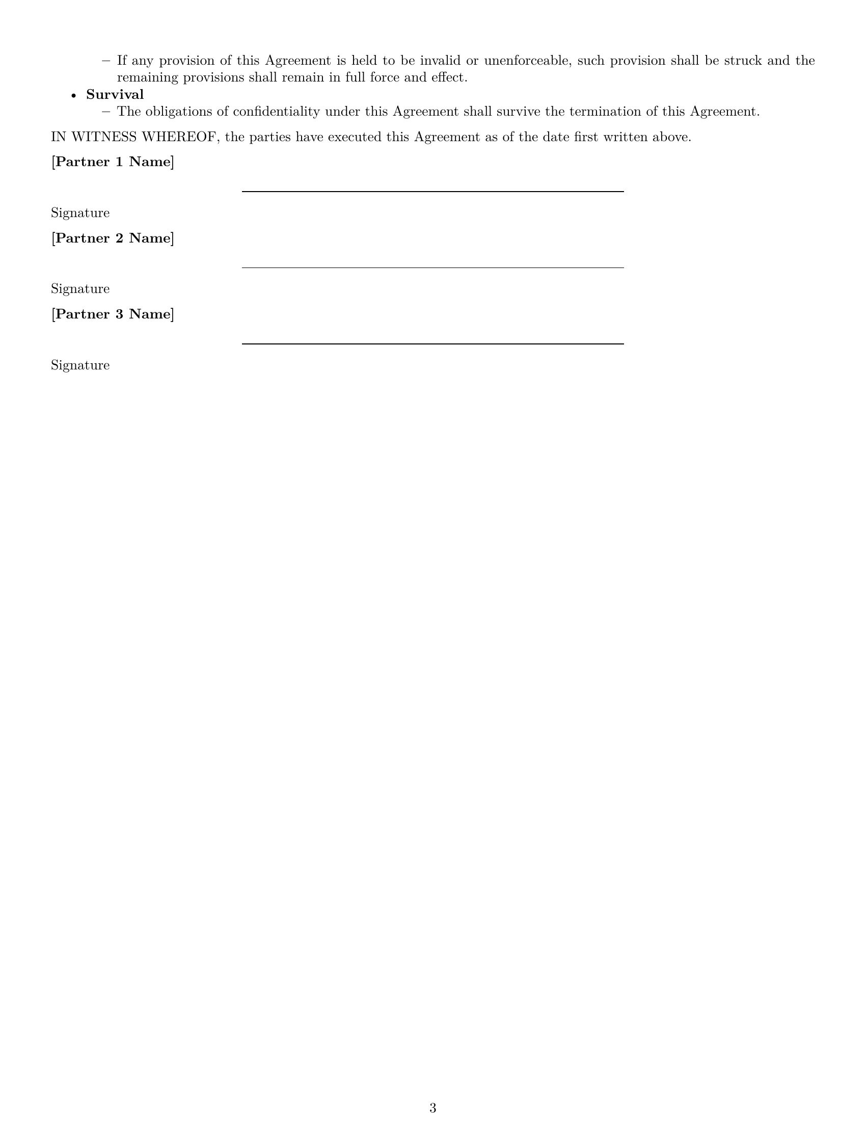 Preview page 3 of Free Colorado partnership nda template