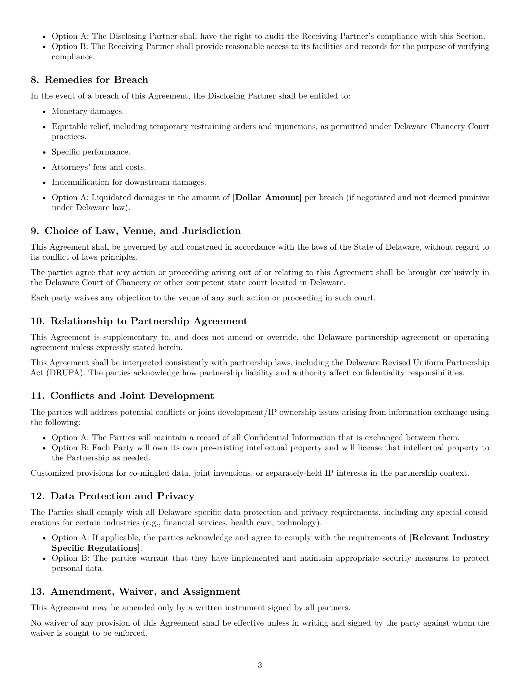 Preview page 3 of Free Delaware partnership nda template