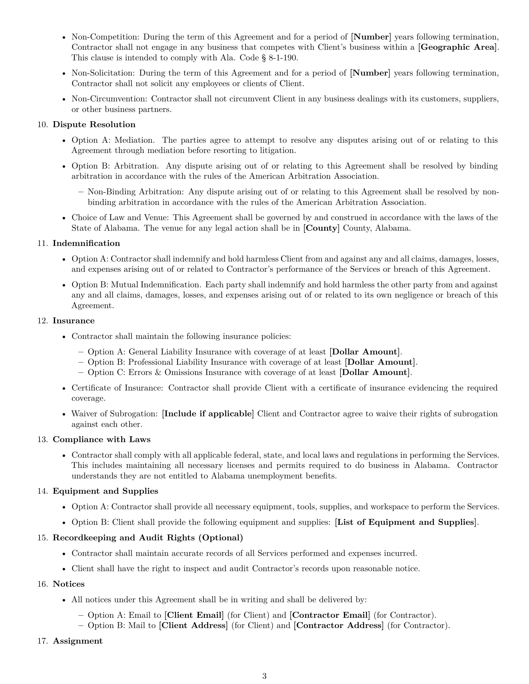 Preview page 3 of Free Alabama independent contractor agreement template