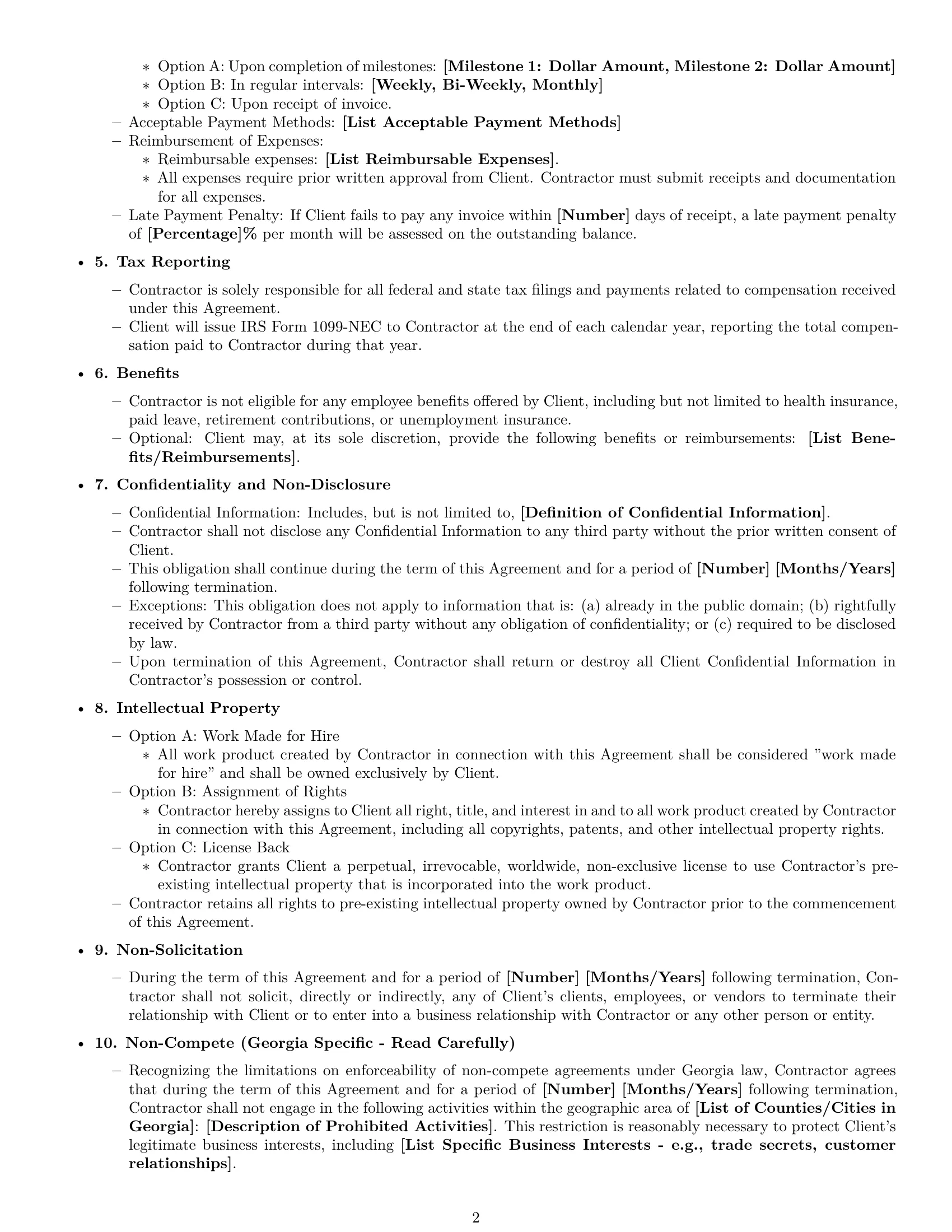 Preview page 2 of Free Georgia independent contractor agreement template
