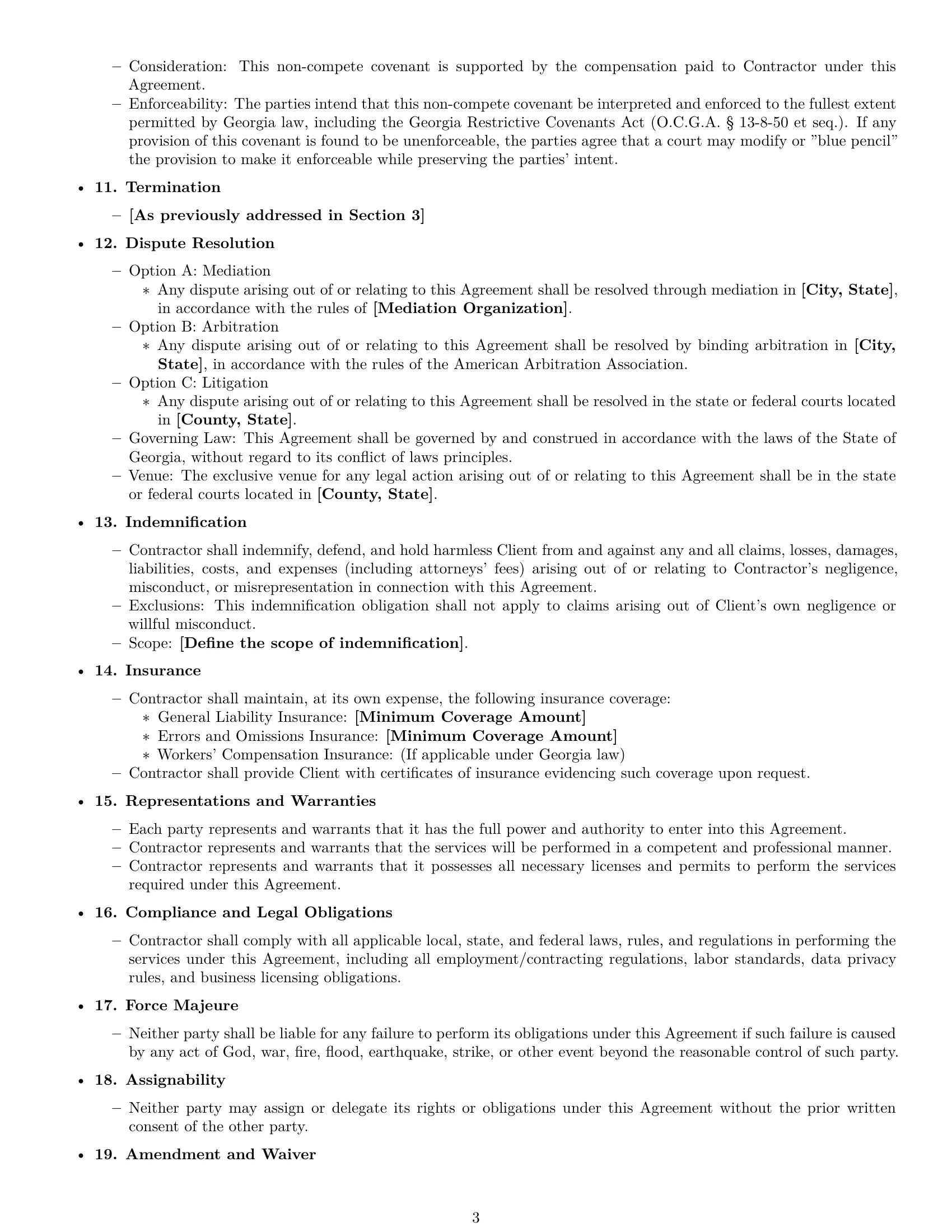 Preview page 3 of Free Georgia independent contractor agreement template