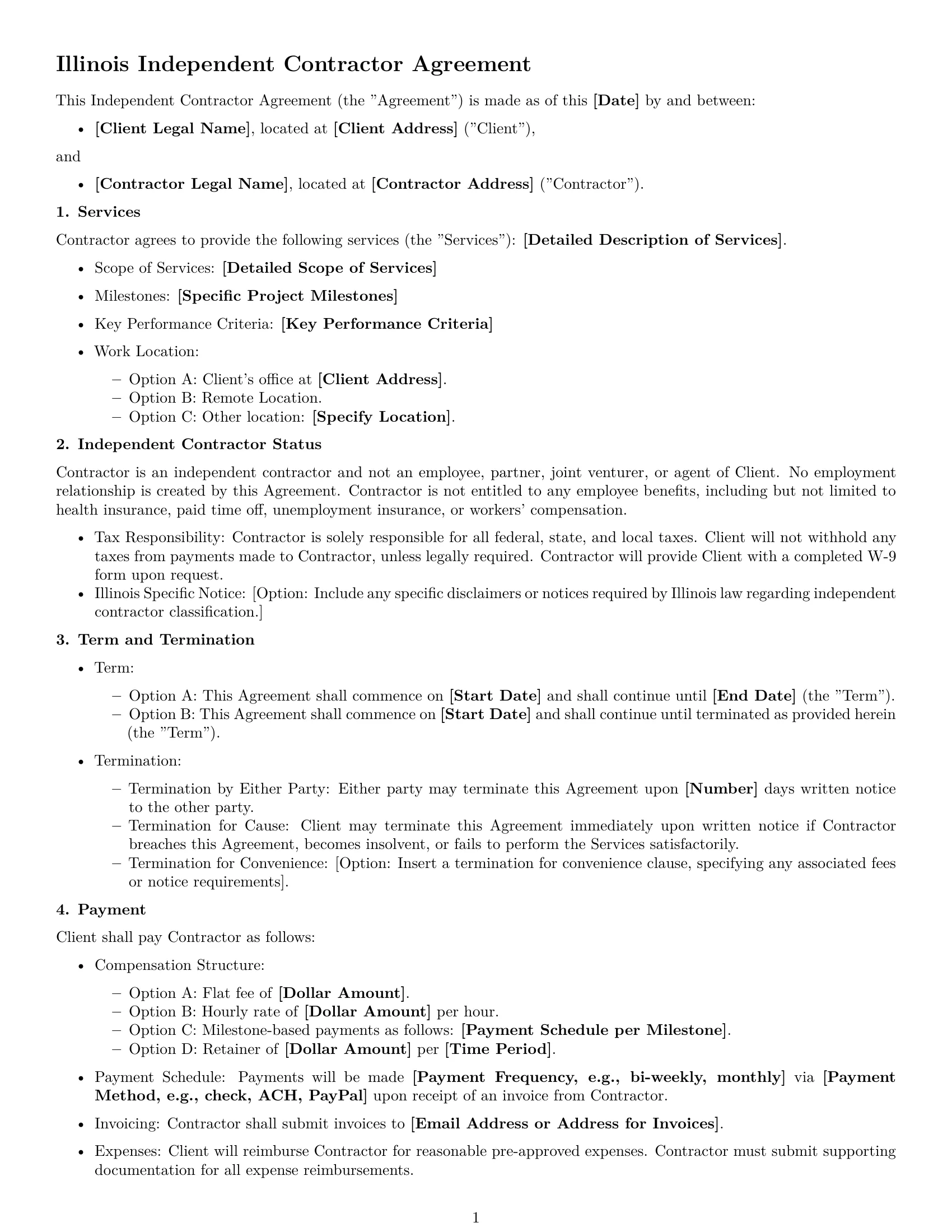 Preview page 1 of Free Illinois independent contractor agreement template
