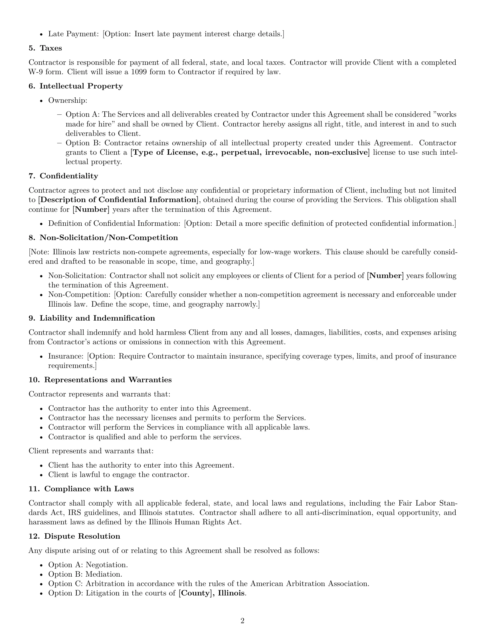 Preview page 2 of Free Illinois independent contractor agreement template