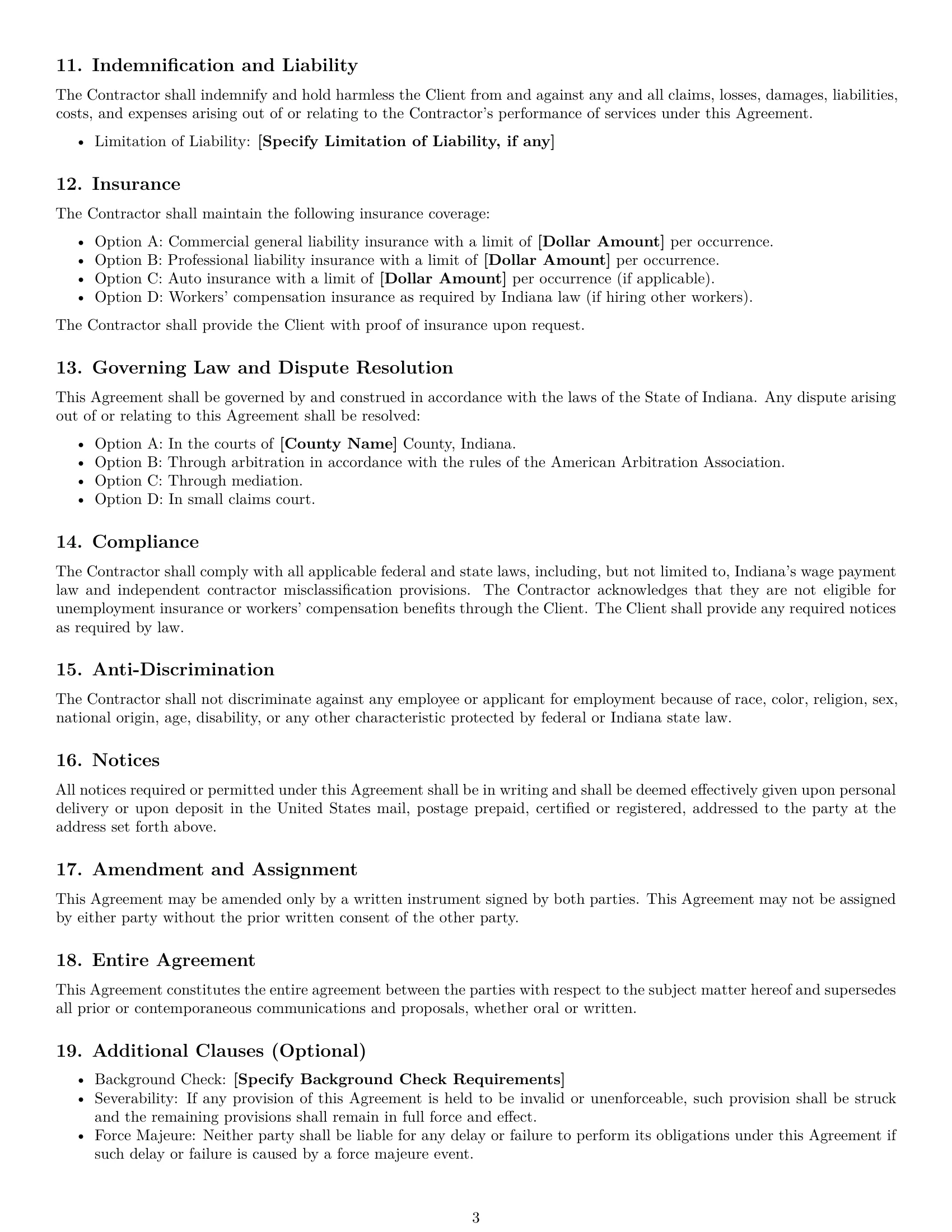 Preview page 3 of Free Indiana independent contractor agreement template