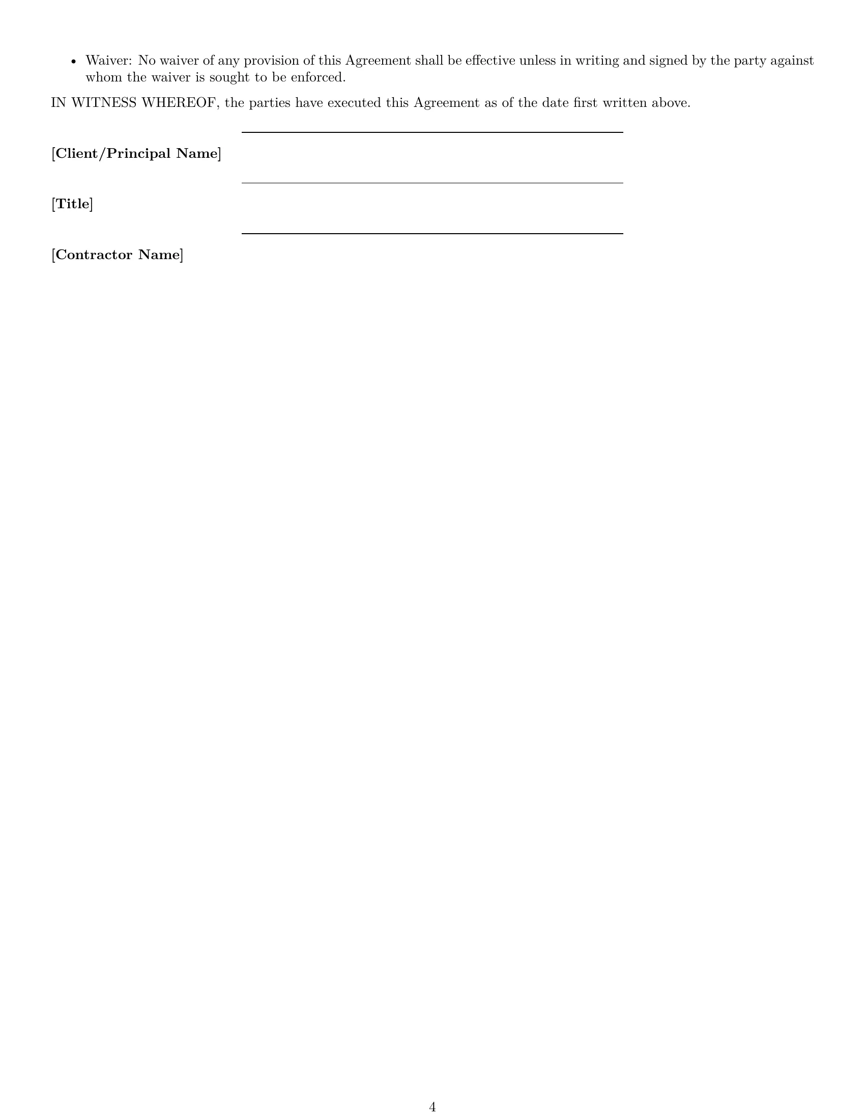 Preview page 4 of Free Indiana independent contractor agreement template