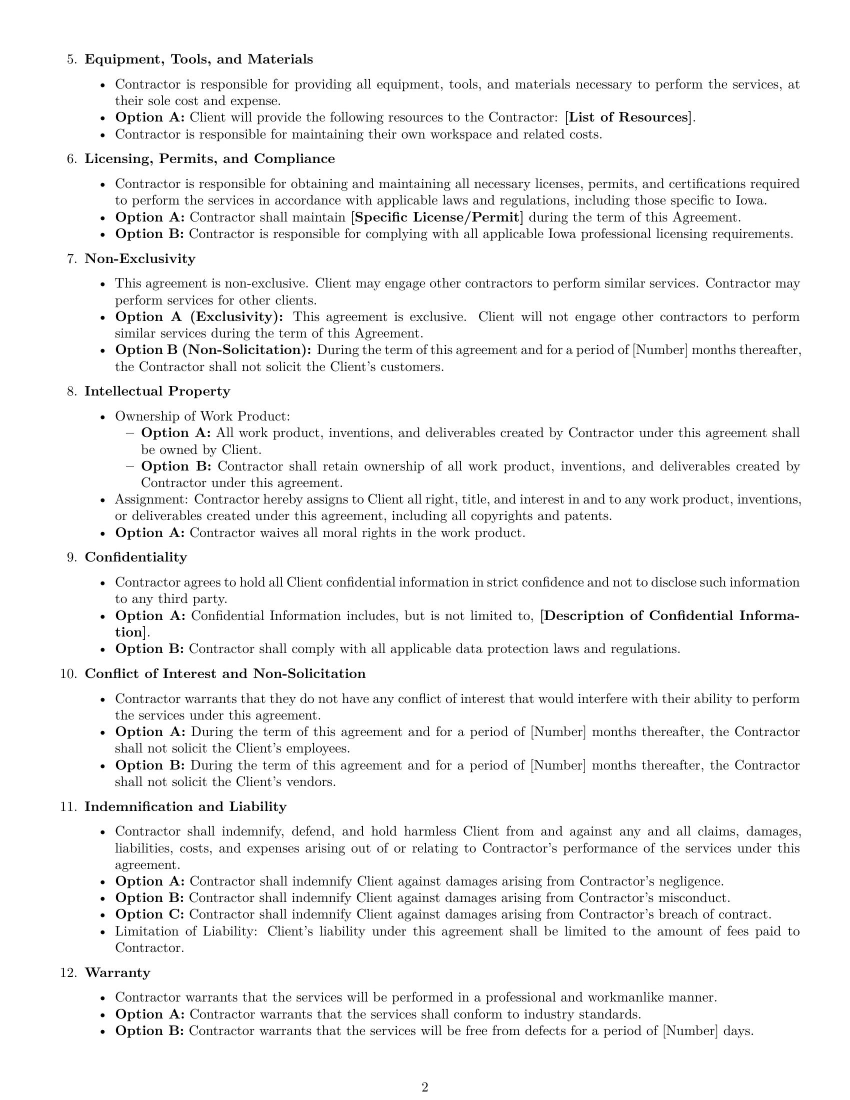 Preview page 2 of Free Iowa independent contractor agreement template