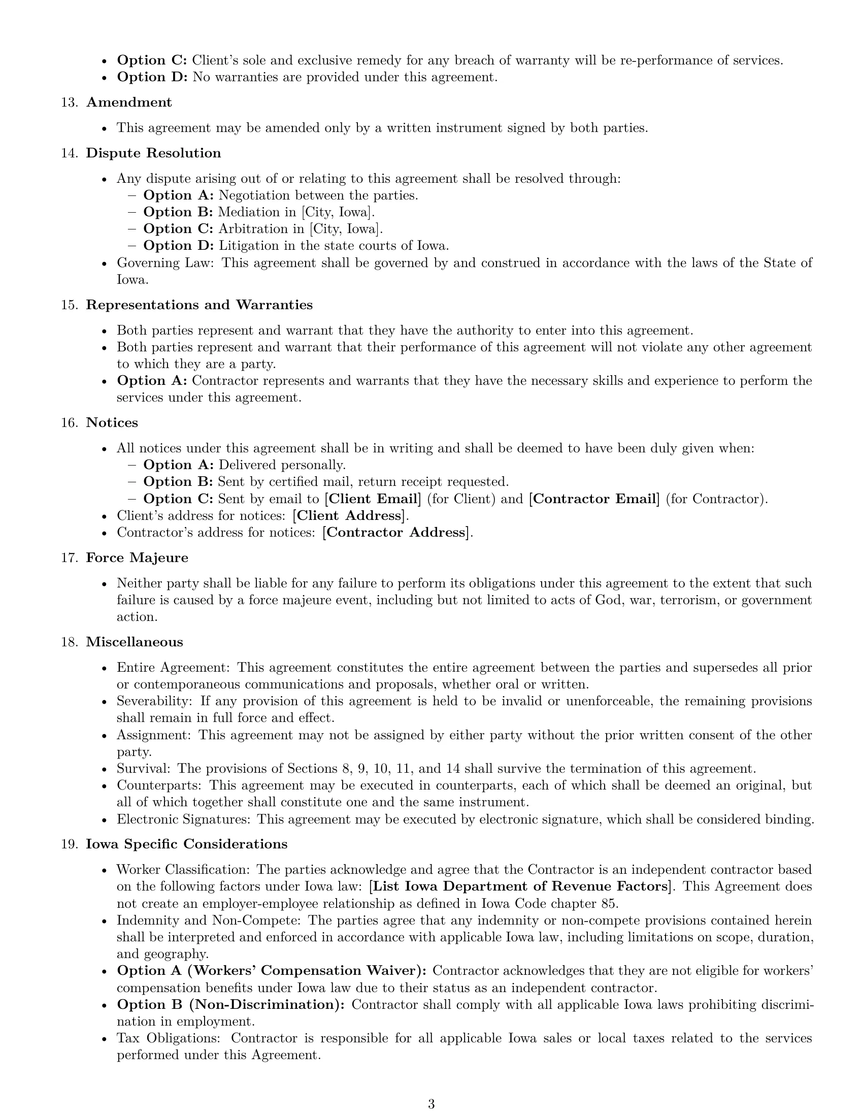 Preview page 3 of Free Iowa independent contractor agreement template