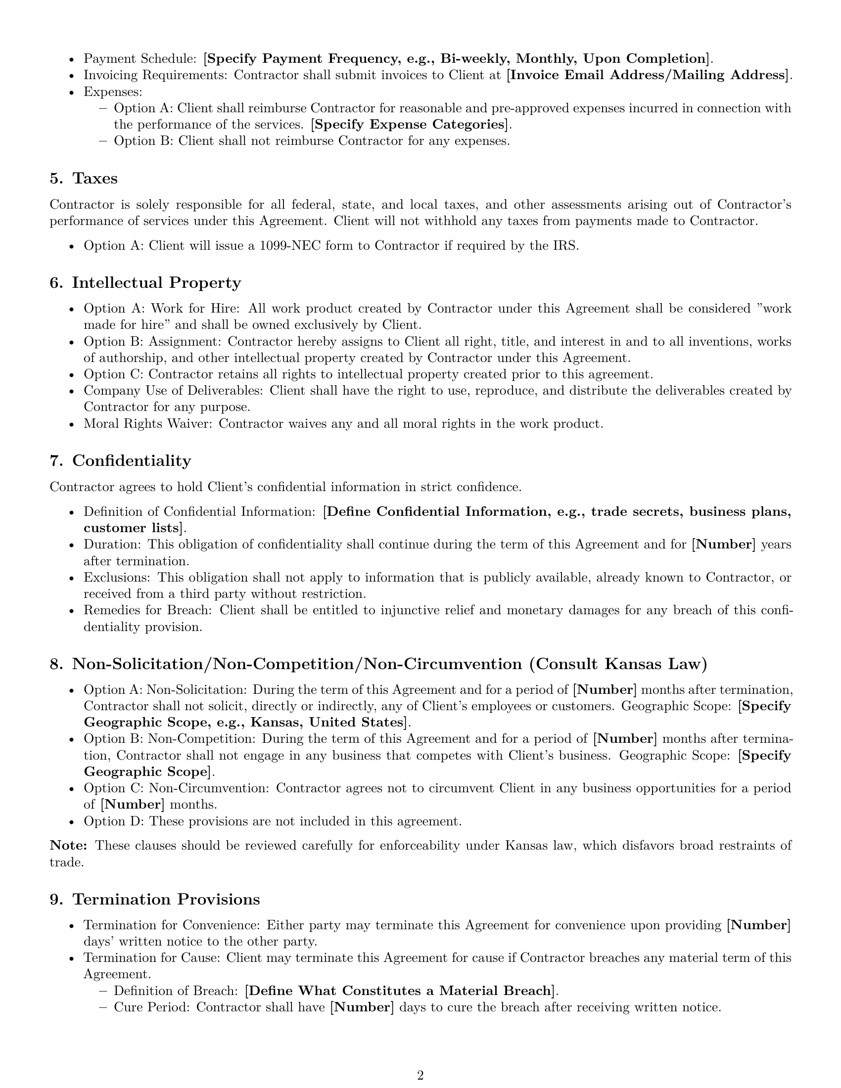 Preview page 2 of Free Kansas independent contractor agreement template