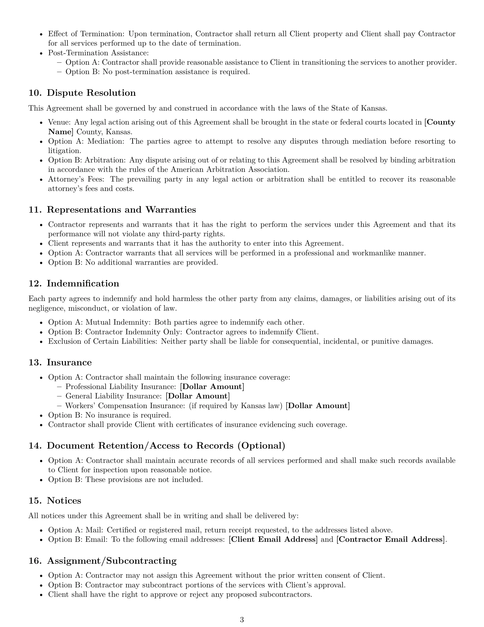 Preview page 3 of Free Kansas independent contractor agreement template