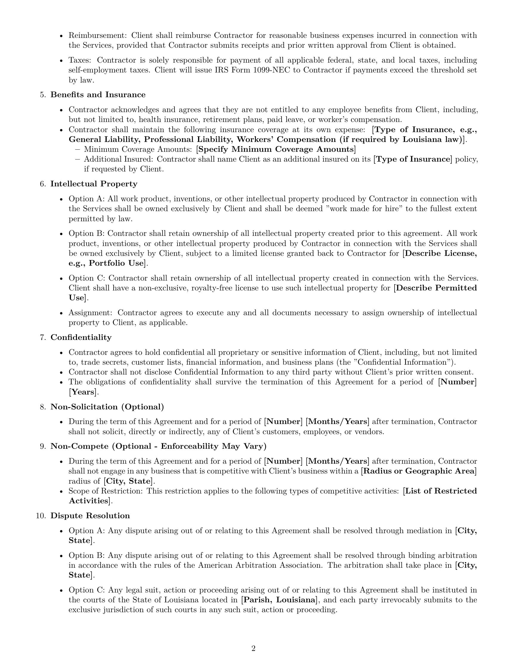 Preview page 2 of Free Louisiana independent contractor agreement template
