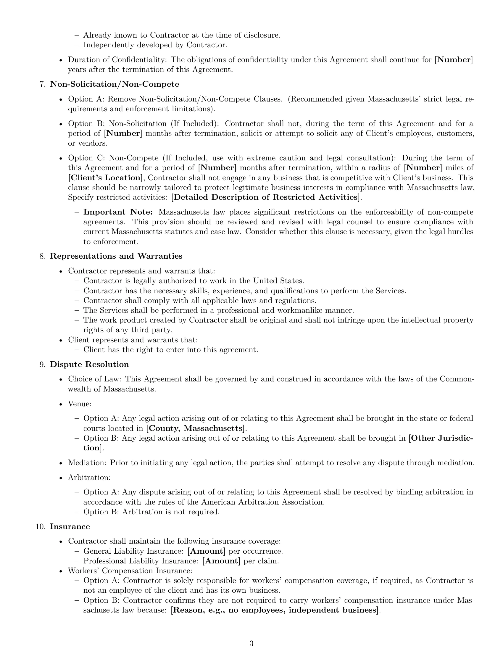 Preview page 3 of Free Massachusetts independent contractor agreement template