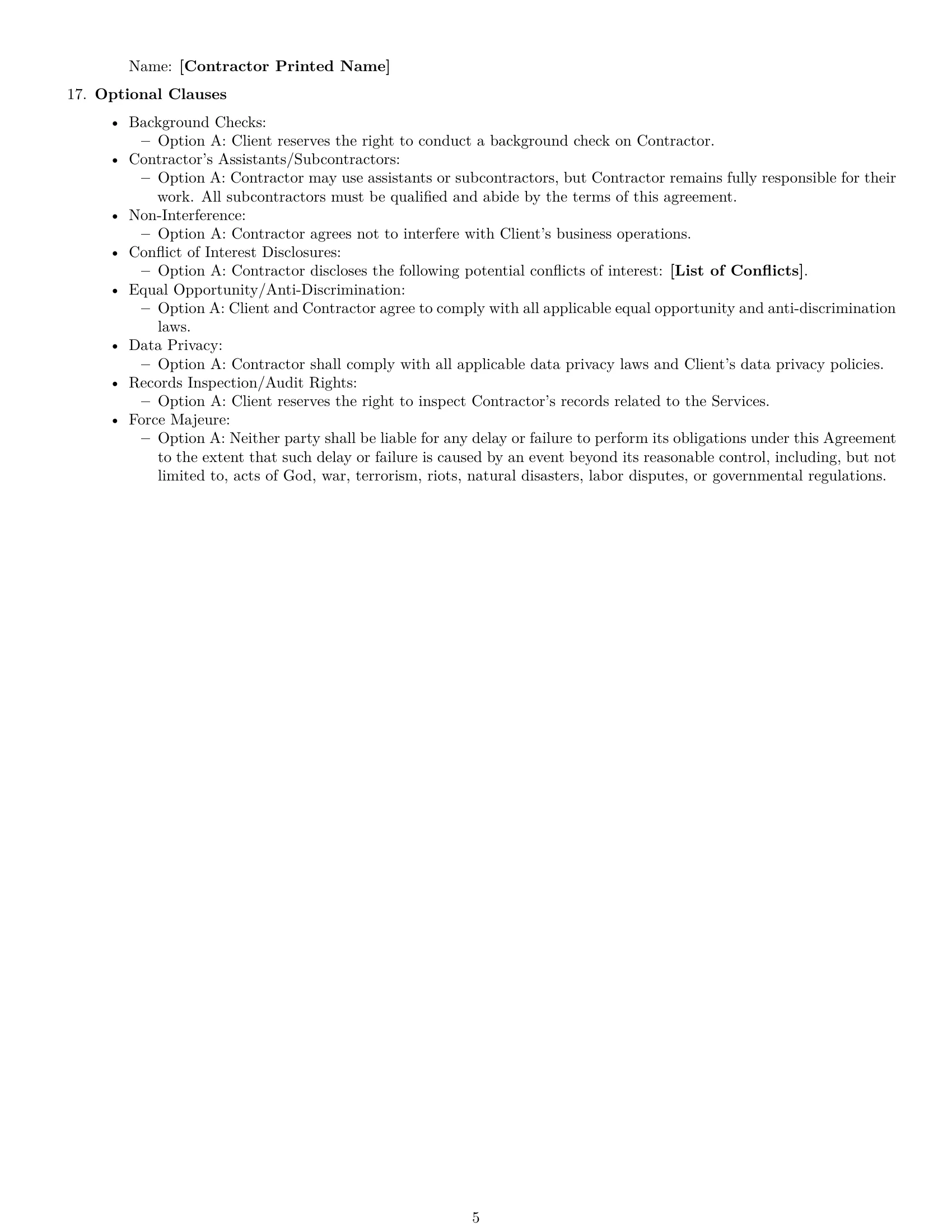 Preview page 5 of Free Massachusetts independent contractor agreement template