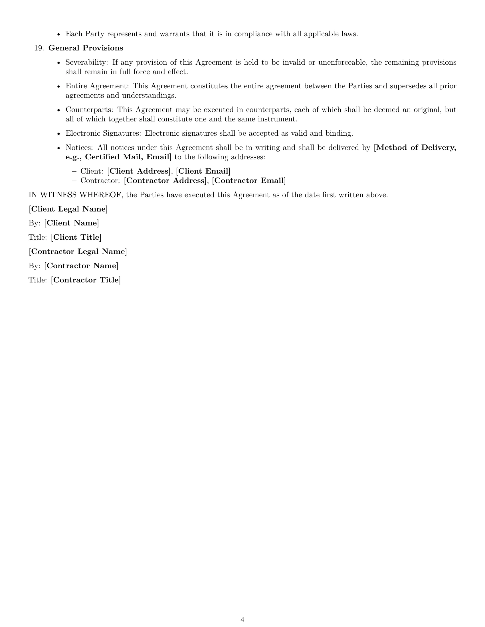 Preview page 4 of Free Michigan independent contractor agreement template