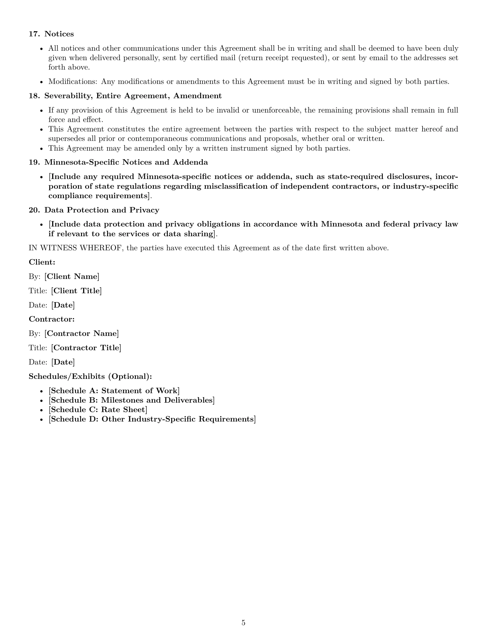 Preview page 5 of Free Minnesota independent contractor agreement template