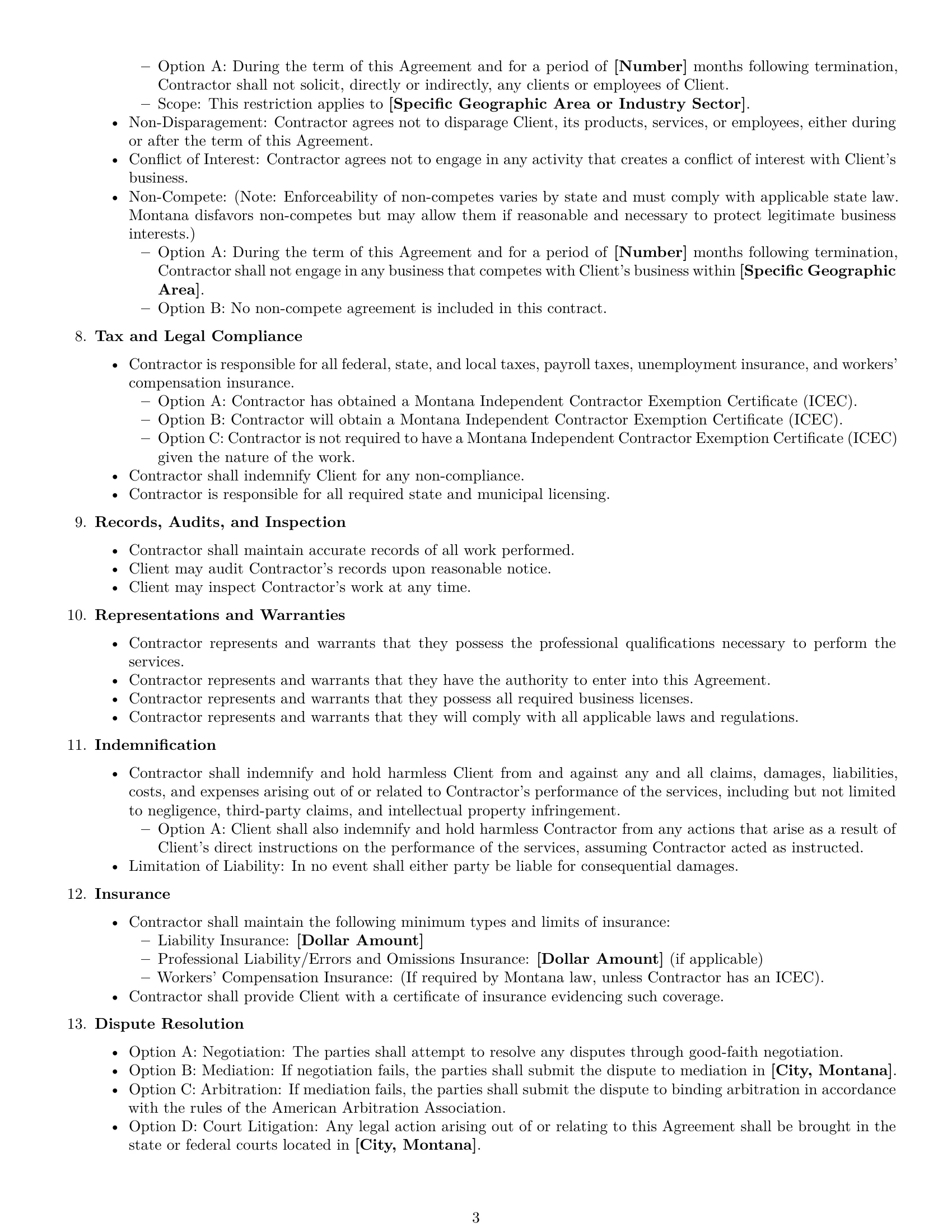 Preview page 3 of Free Montana independent contractor agreement template