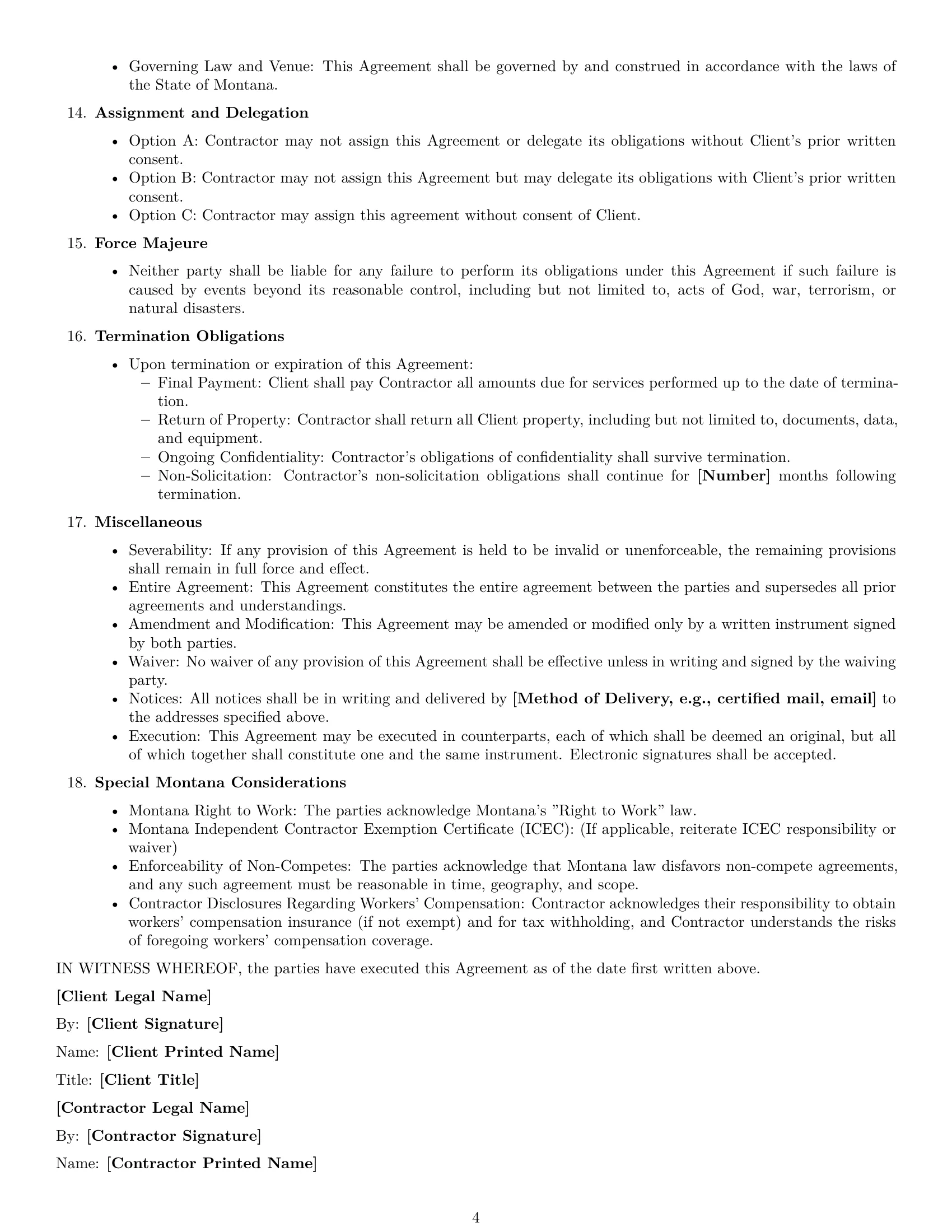 Preview page 4 of Free Montana independent contractor agreement template