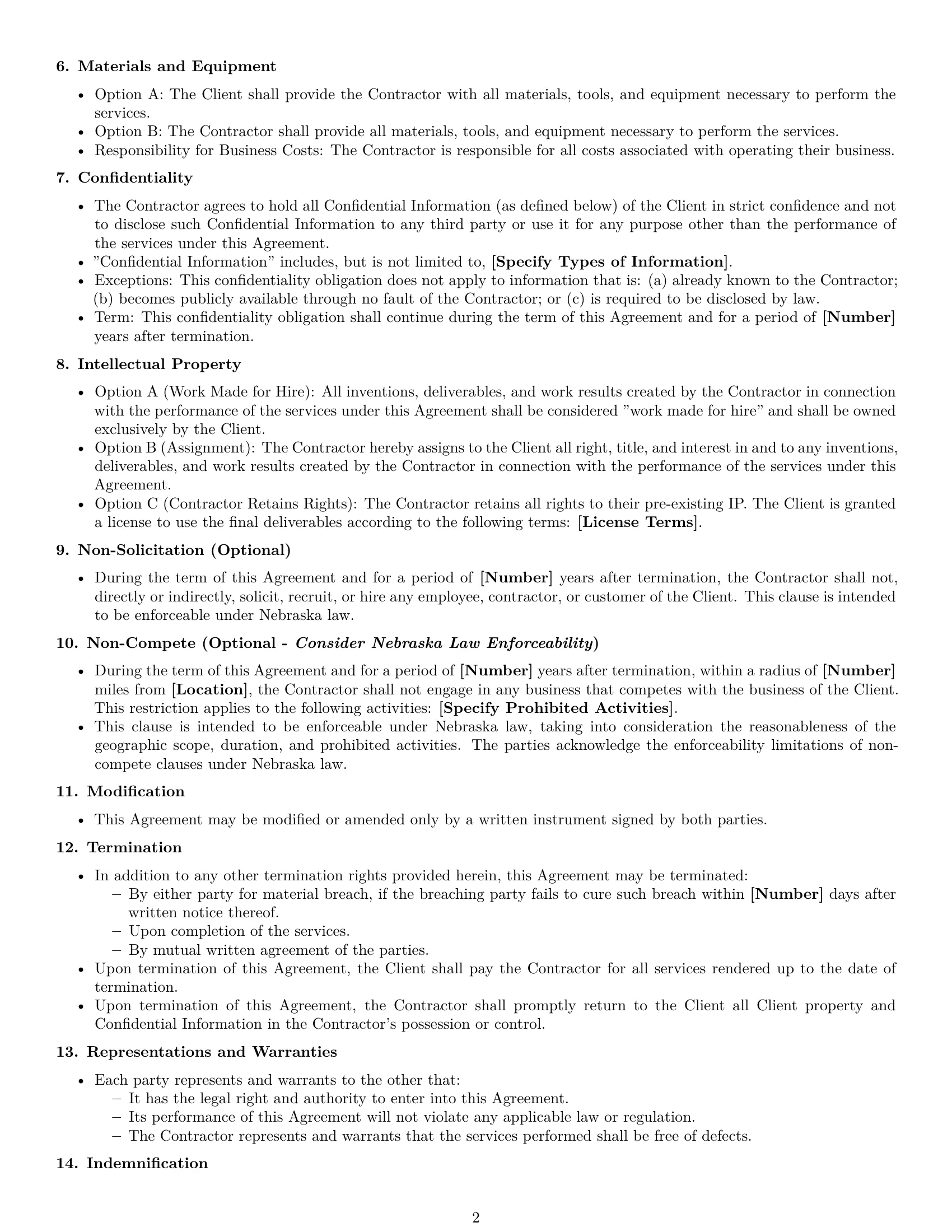Preview page 2 of Free Nebraska independent contractor agreement template