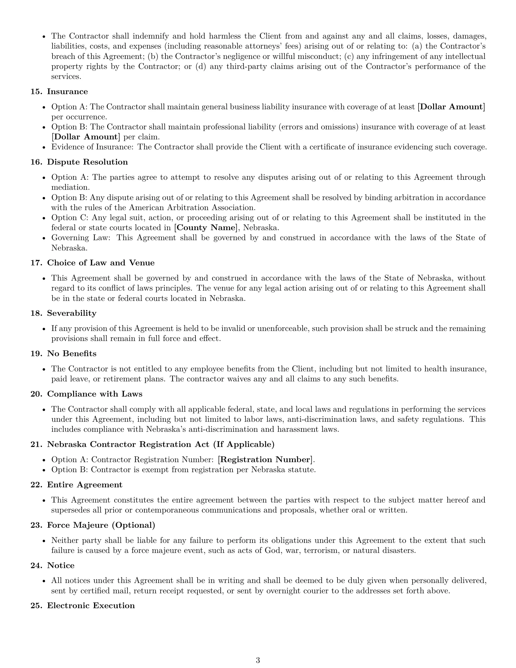 Preview page 3 of Free Nebraska independent contractor agreement template