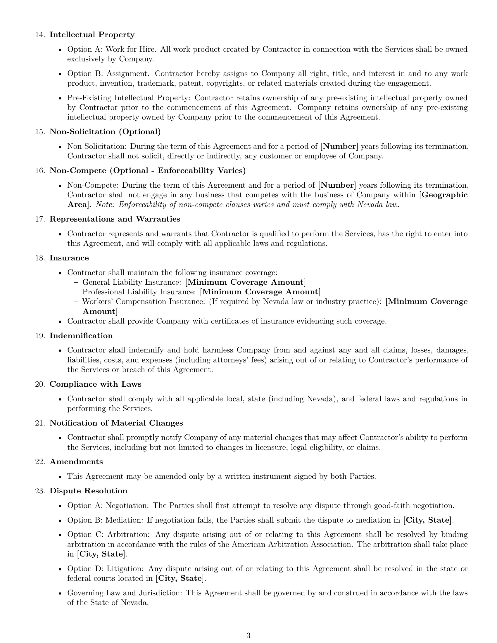 Preview page 3 of Free Nevada independent contractor agreement template