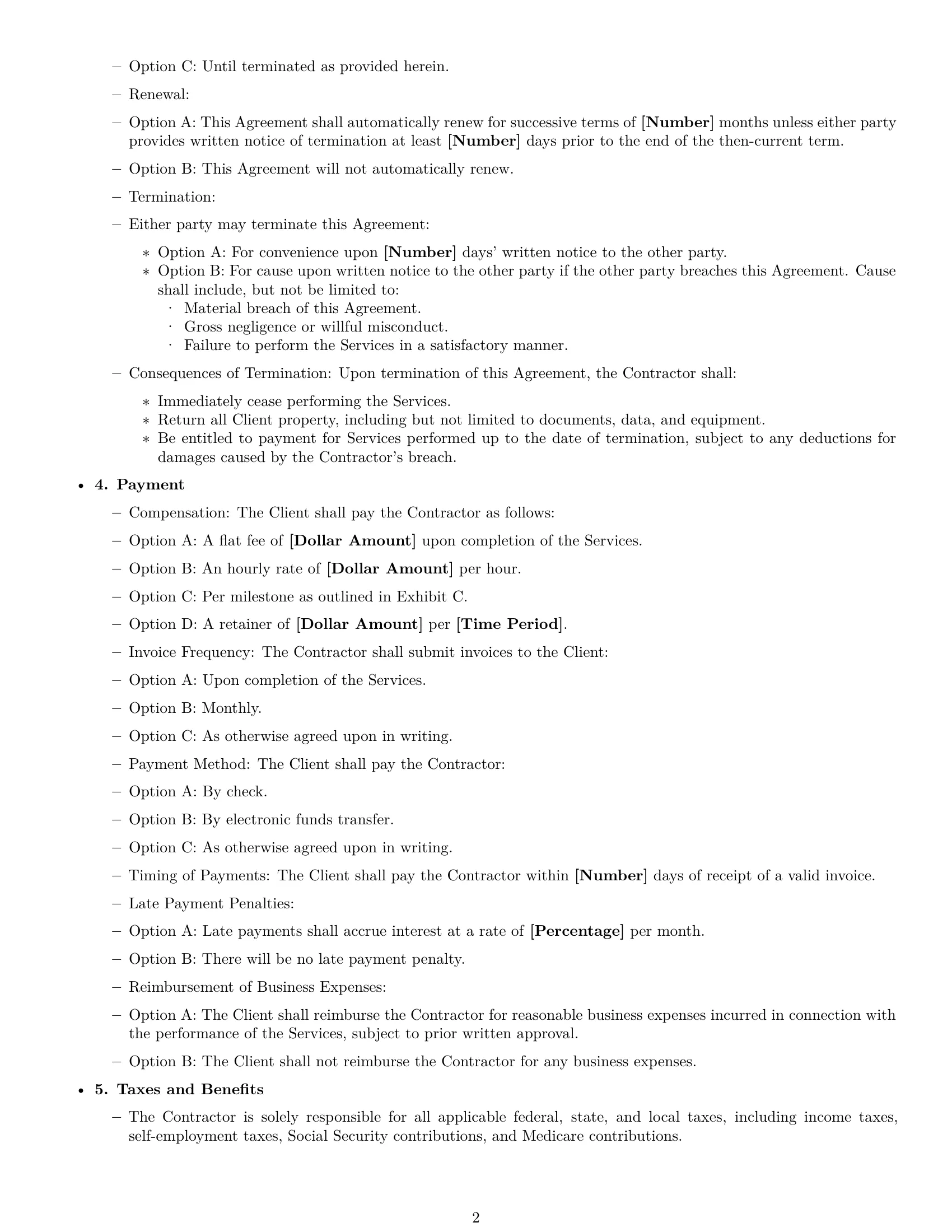 Preview page 2 of Free New Hampshire independent contractor agreement template