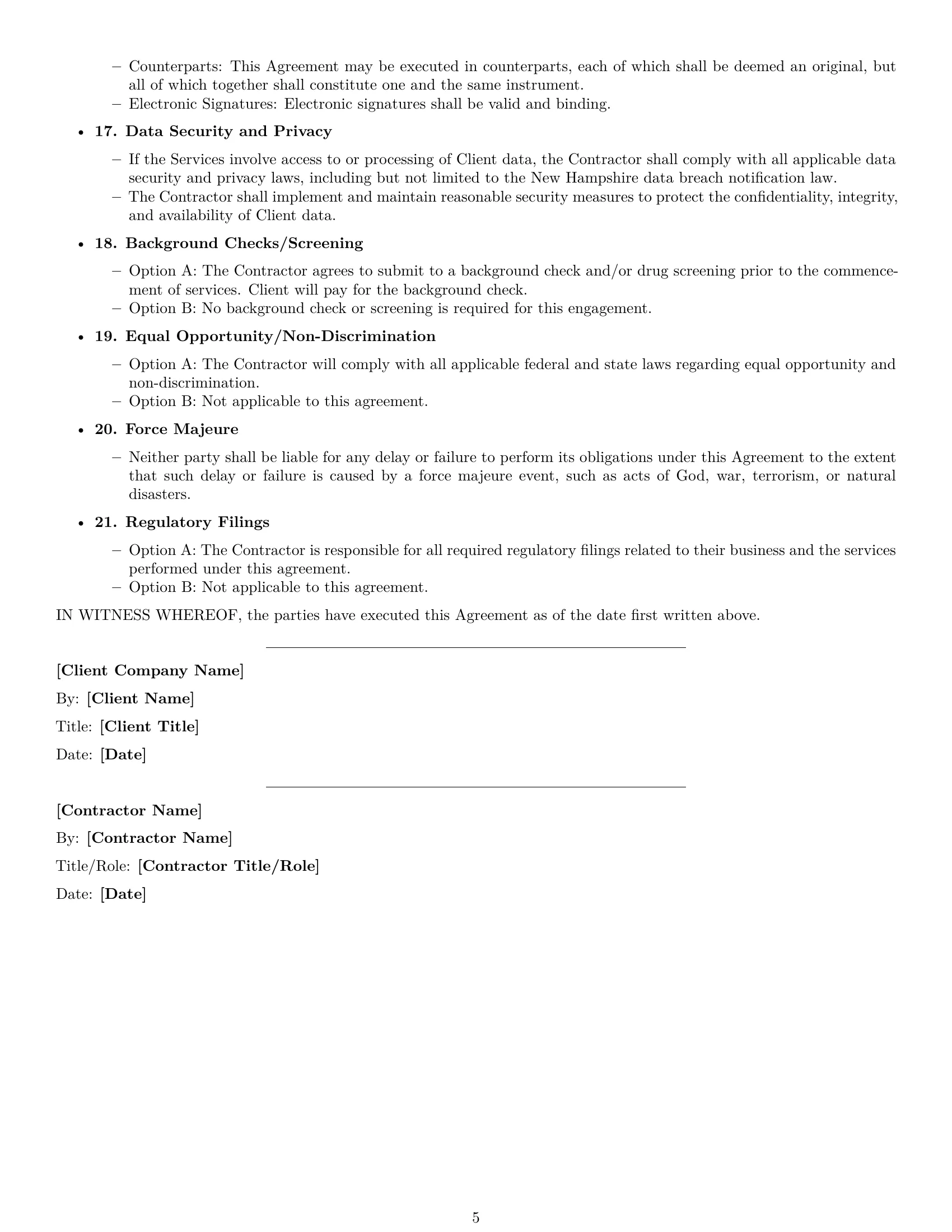 Preview page 5 of Free New Hampshire independent contractor agreement template